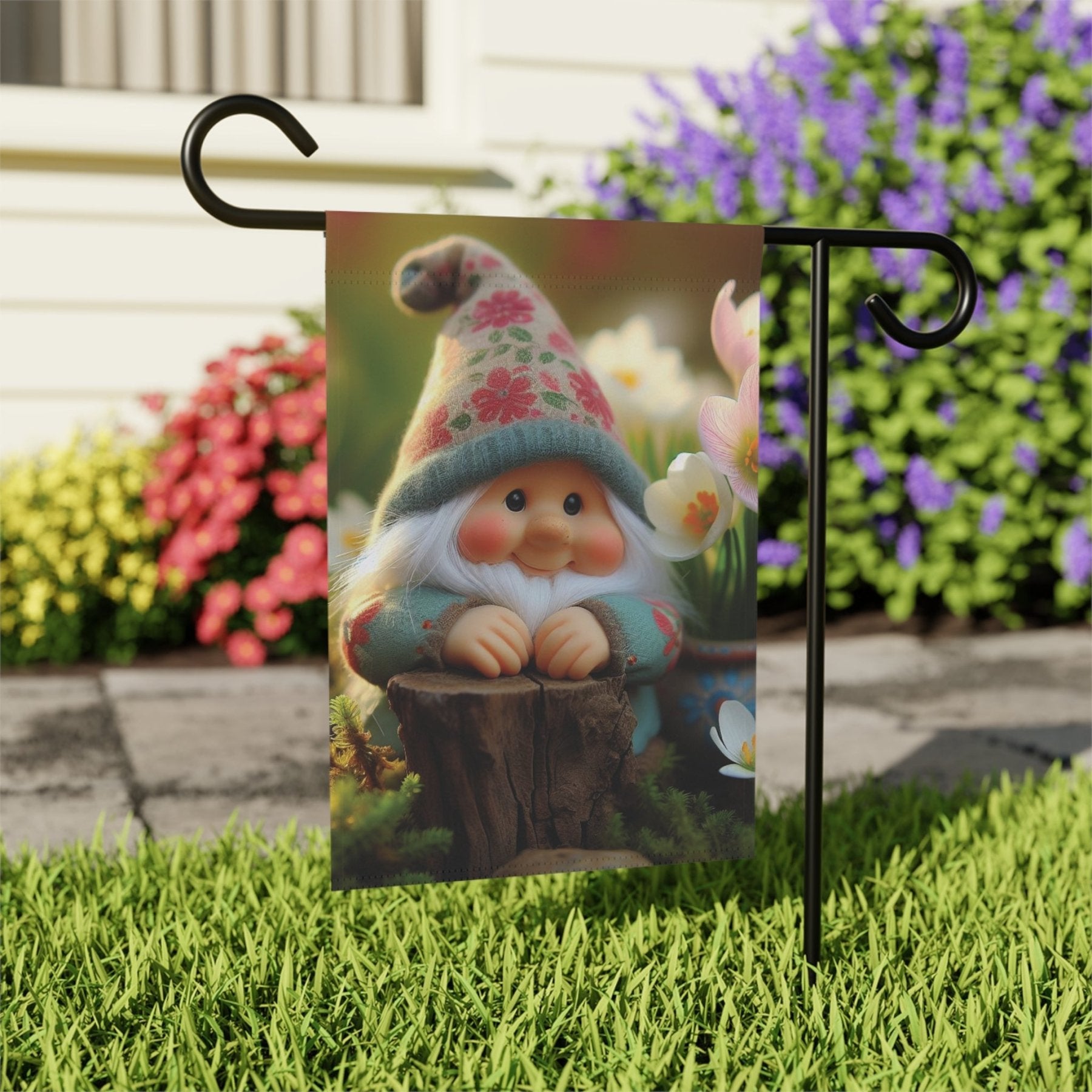 Garden Flag, Lawn Flag, House Flag, Home Flag, Gnome [1] - Janlyn's Crafts