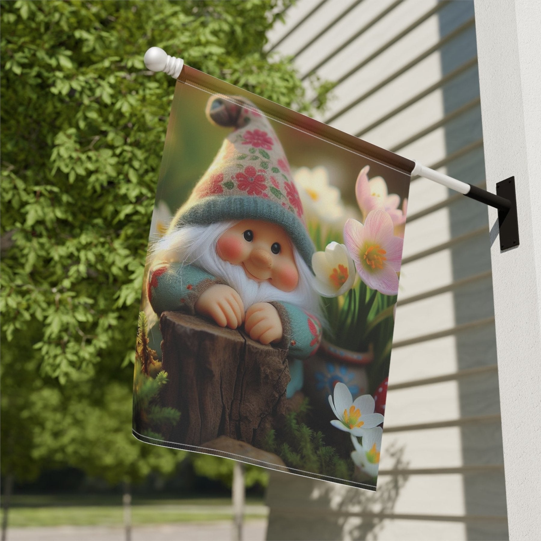 Garden Flag, Lawn Flag, House Flag, Home Flag, Gnome [1] - Janlyn's Crafts