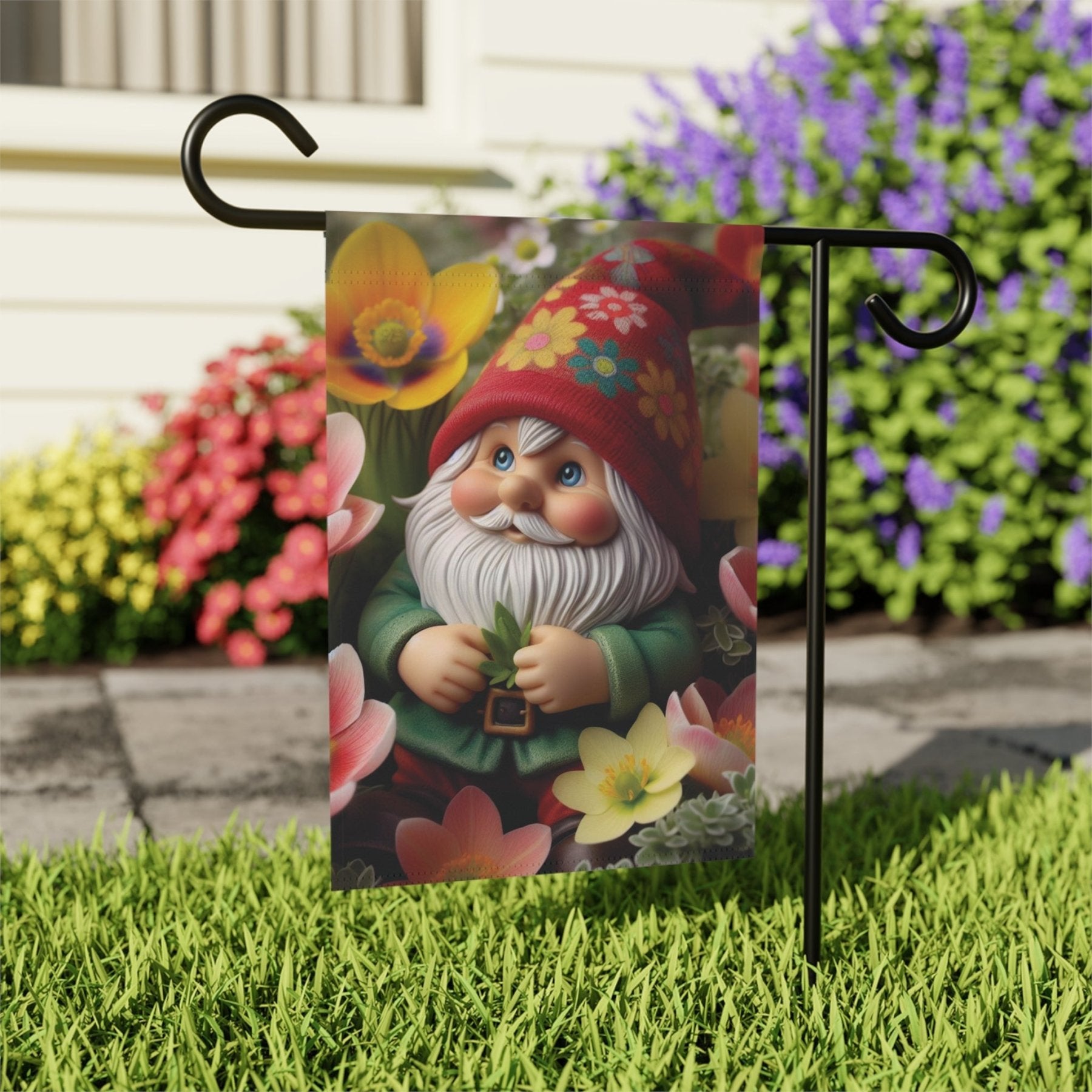 Garden Flag, Lawn Flag, House Flag, Home Flag, Gnome [13] - Janlyn's Crafts