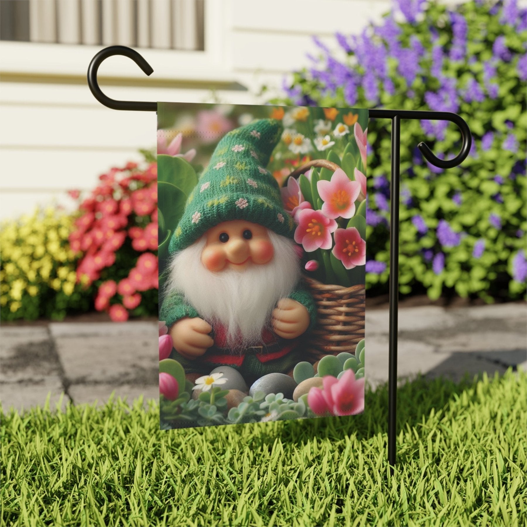 Garden Flag, Lawn Flag, House Flag, Home Flag, Gnome [15] - Janlyn's Crafts
