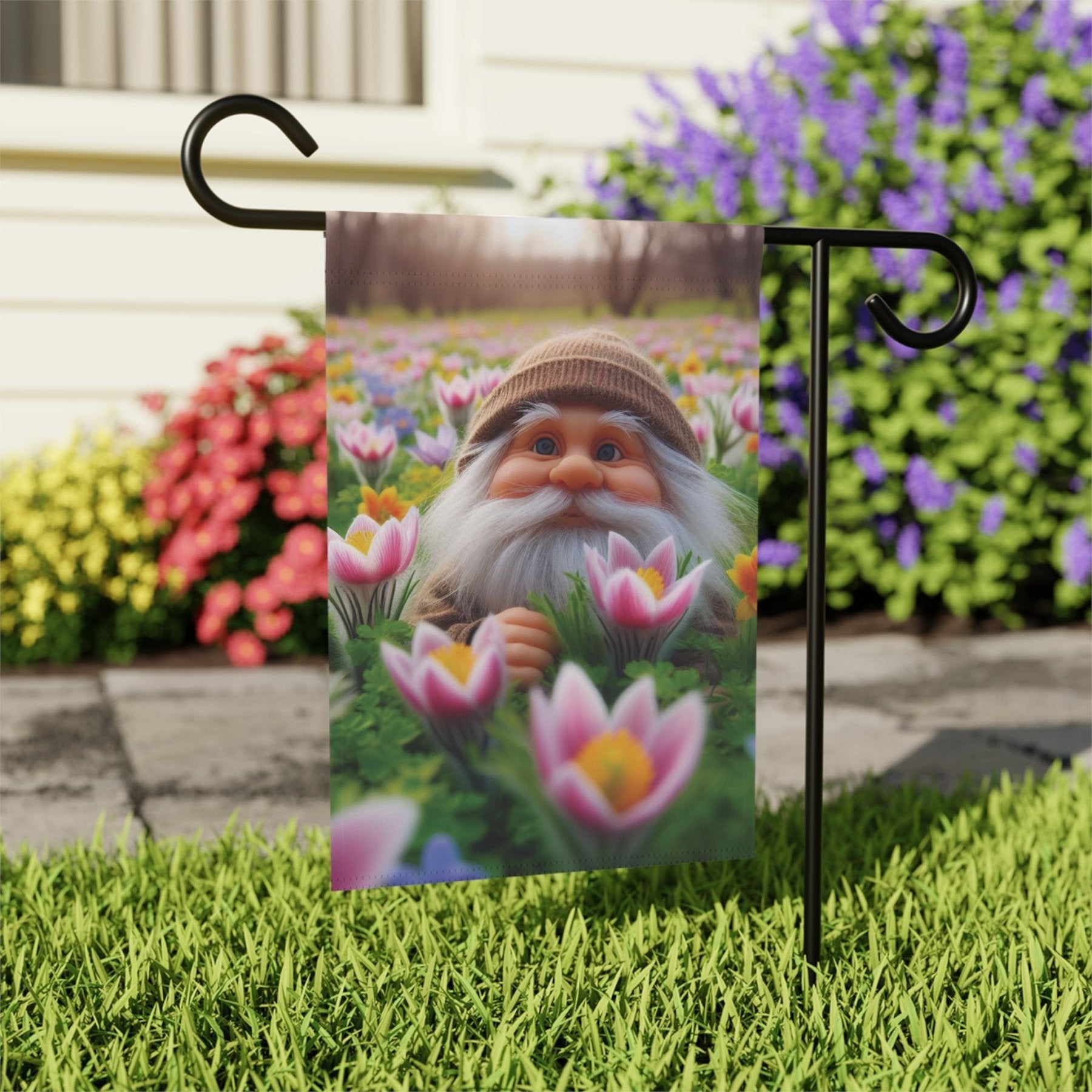 Garden Flag, Lawn Flag, House Flag, Home Flag, Gnome [16] - Janlyn's Crafts