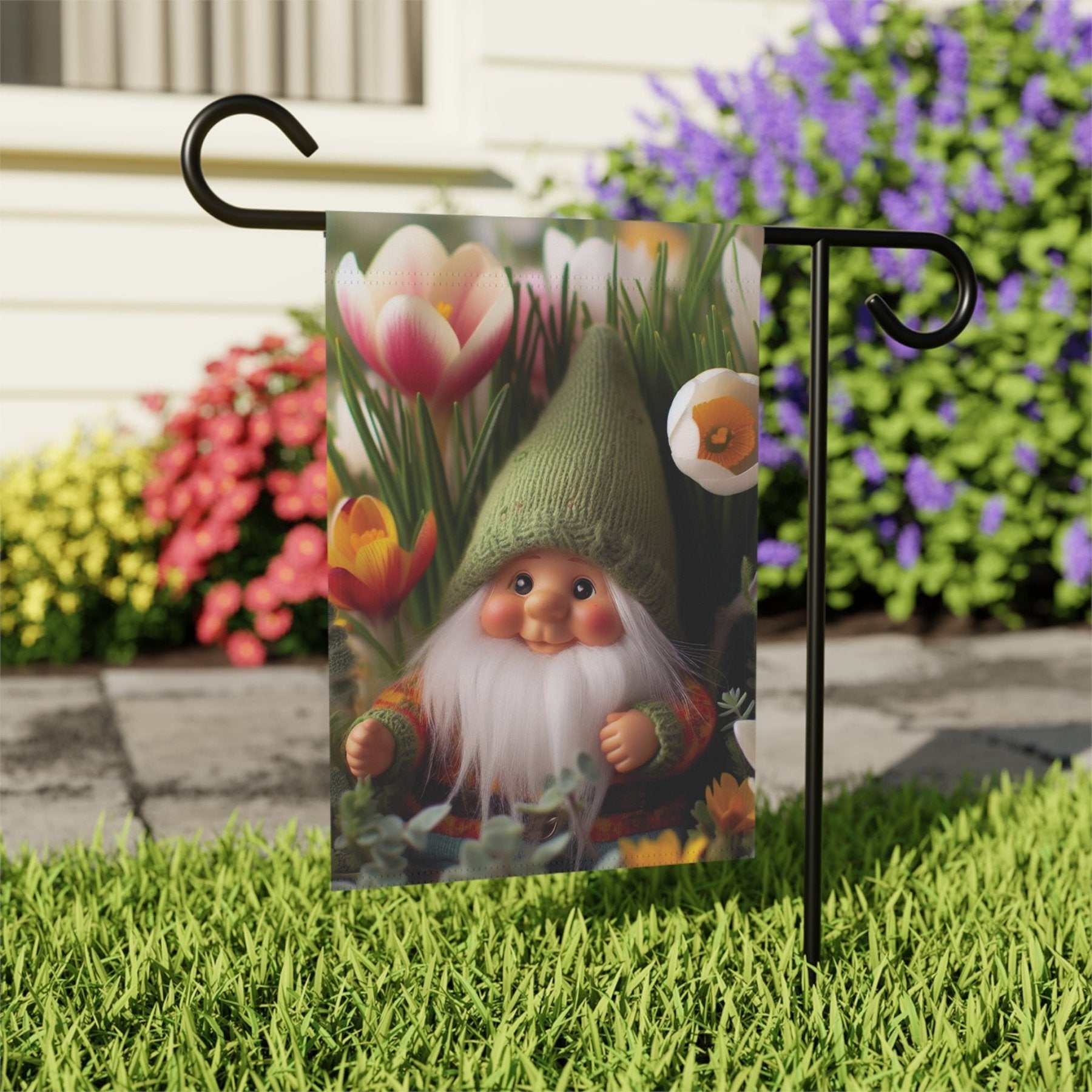 Garden Flag, Lawn Flag, House Flag, Home Flag, Gnome [19] - Janlyn's Crafts