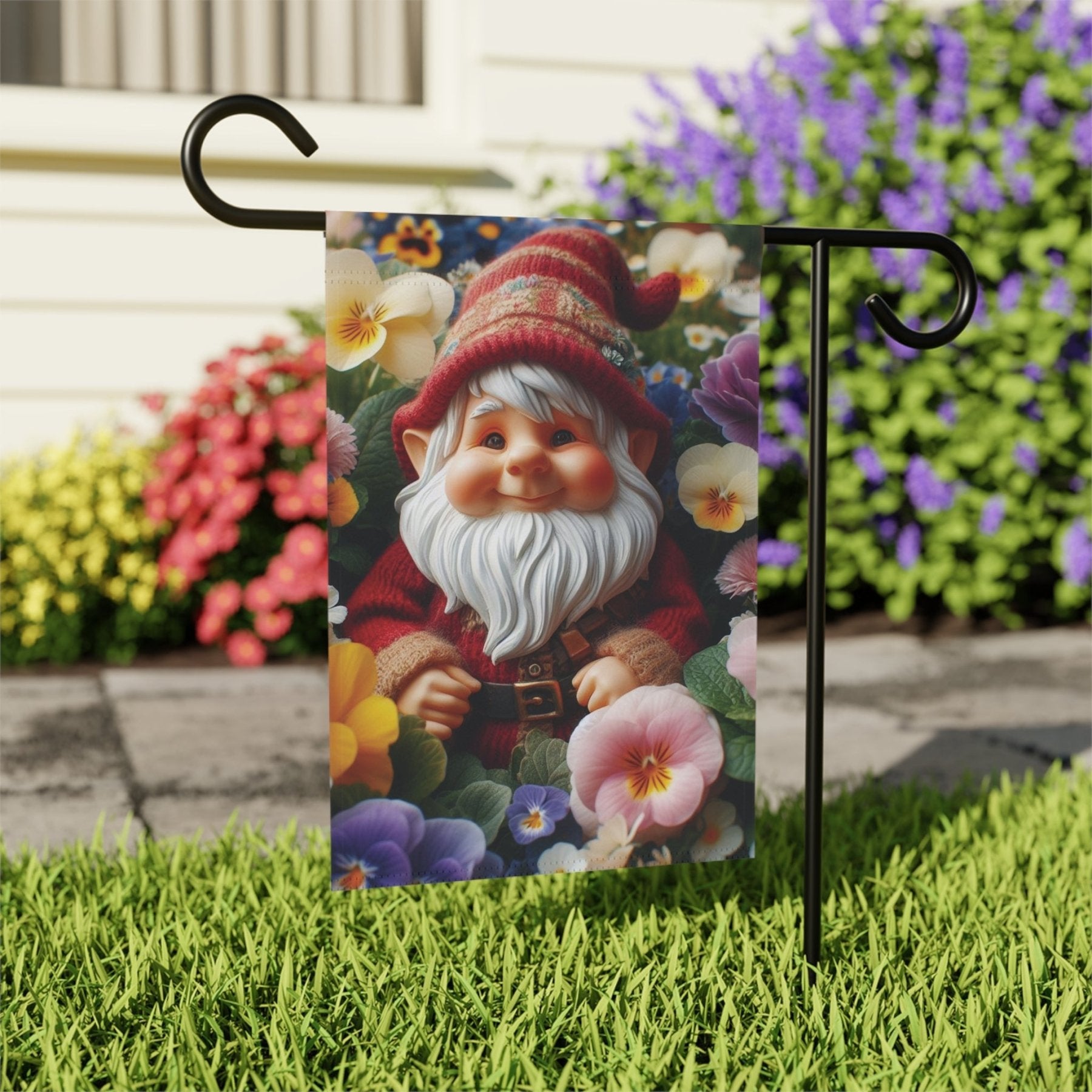 Garden Flag, Lawn Flag, House Flag, Home Flag, Gnome [2] - Janlyn's Crafts