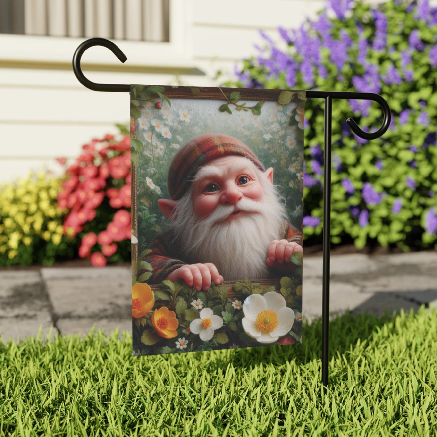 Garden Flag, Lawn Flag, House Flag, Home Flag, Gnome [3] - Janlyn's Crafts