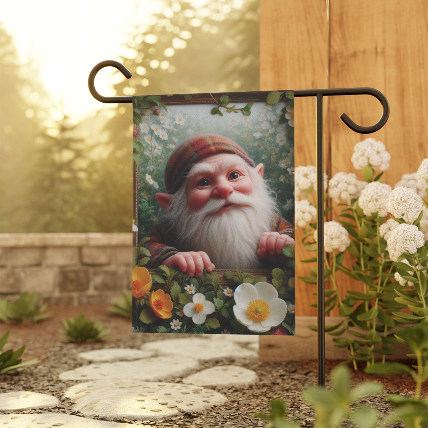 Garden Flag, Lawn Flag, House Flag, Home Flag, Gnome [3] - Janlyn's Crafts