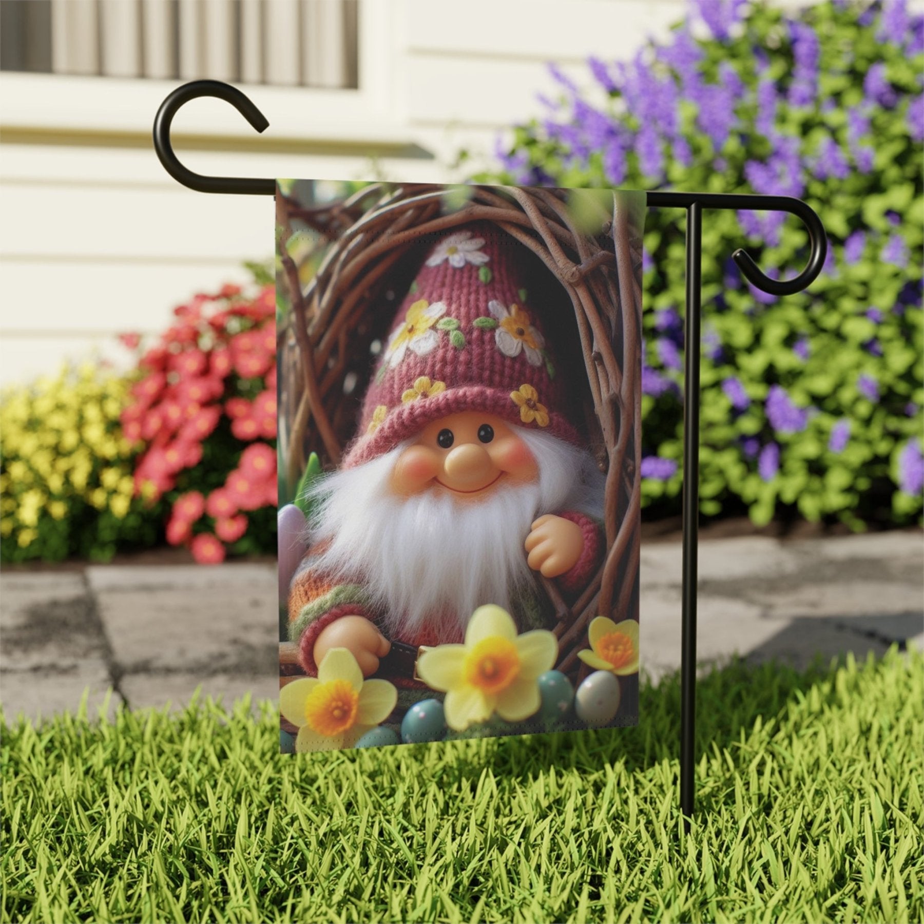 Garden Flag, Lawn Flag, House Flag, Home Flag, Gnome [4] - Janlyn's Crafts