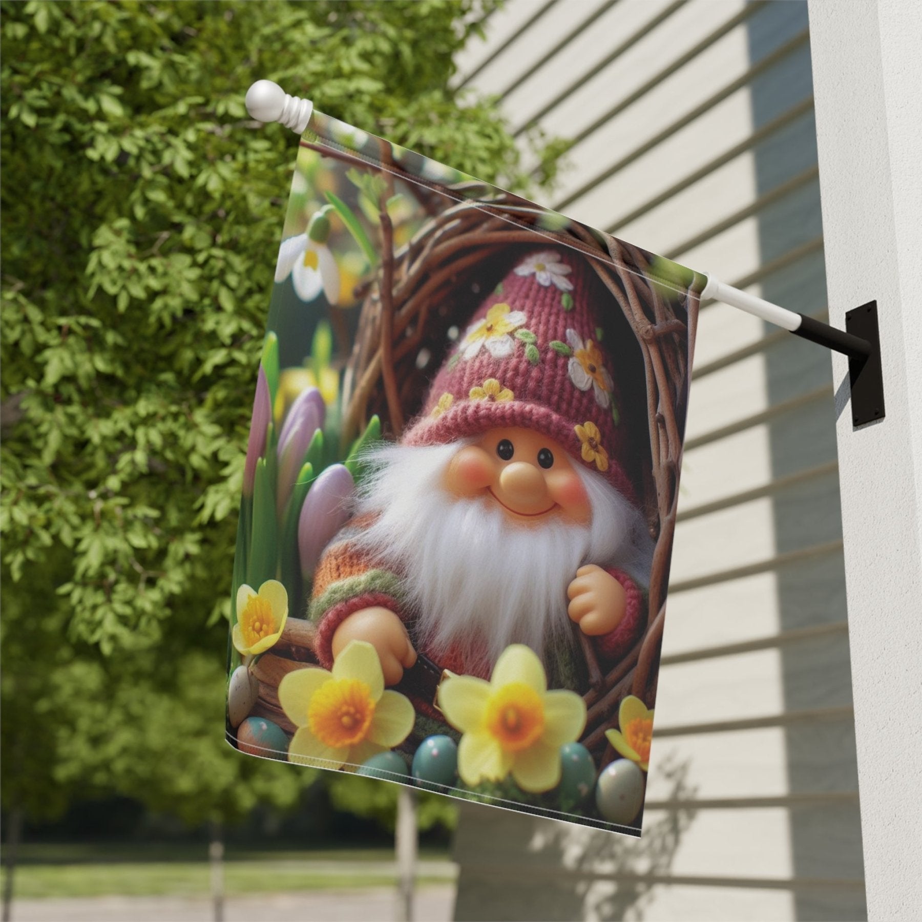 Garden Flag, Lawn Flag, House Flag, Home Flag, Gnome [4] - Janlyn's Crafts