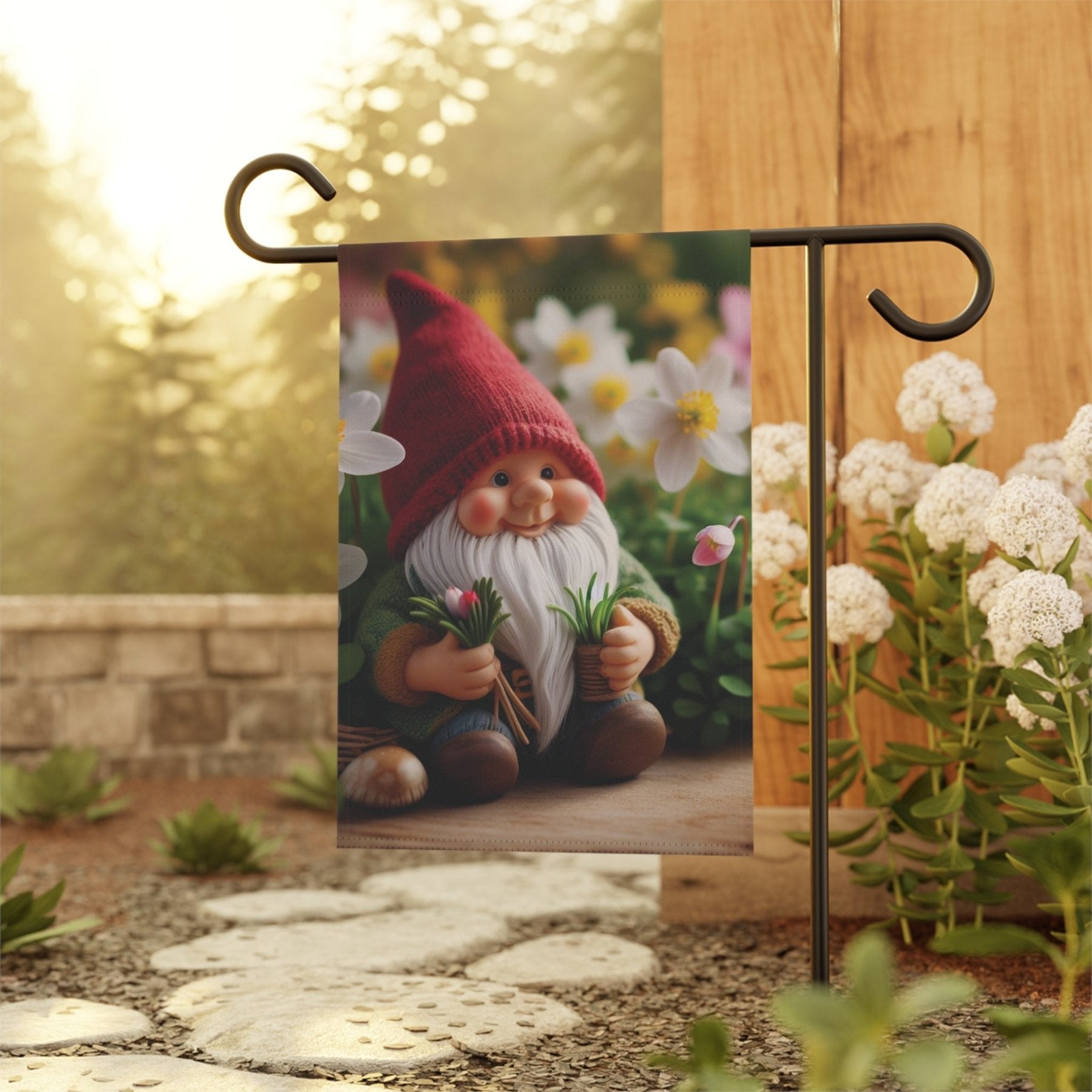 Garden Flag, Lawn Flag, House Flag, Home Flag, Gnome [5] - Janlyn's Crafts