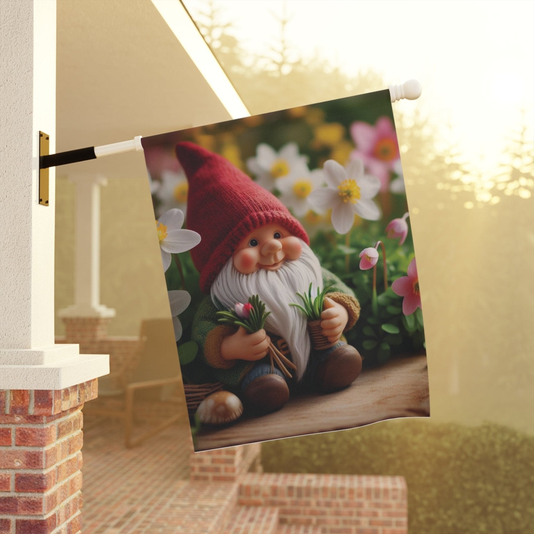 Garden Flag, Lawn Flag, House Flag, Home Flag, Gnome [5] - Janlyn's Crafts