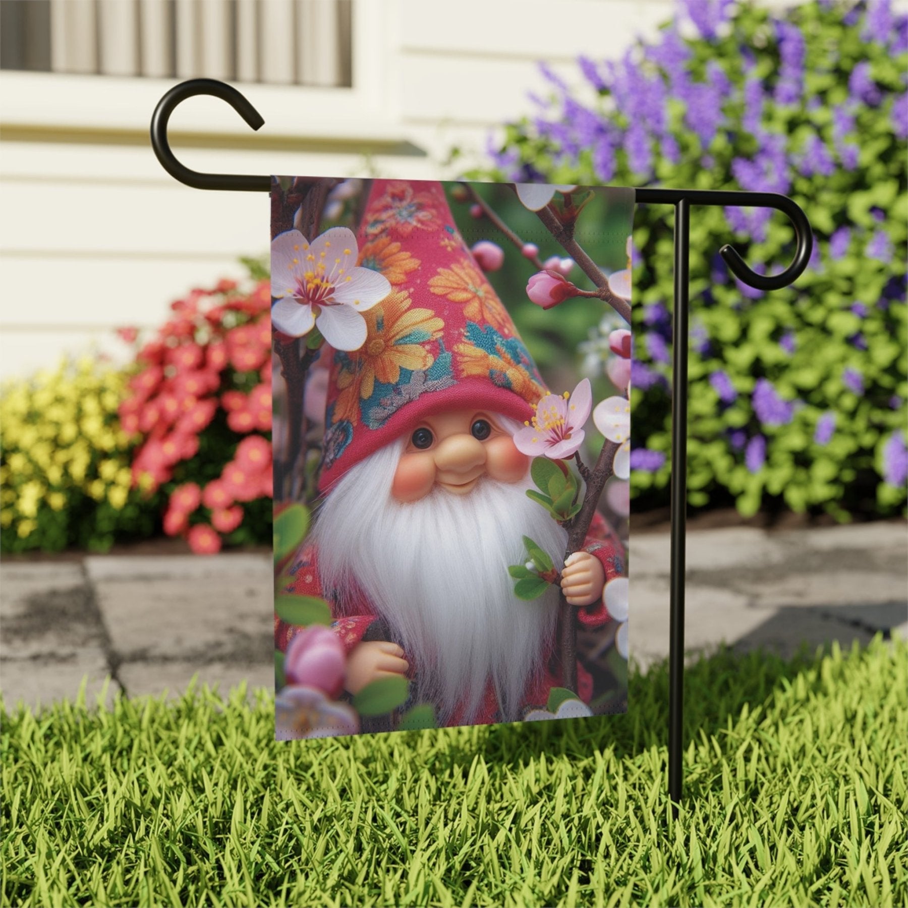 Garden Flag, Lawn Flag, House Flag, Home Flag, Gnome [6] - Janlyn's Crafts