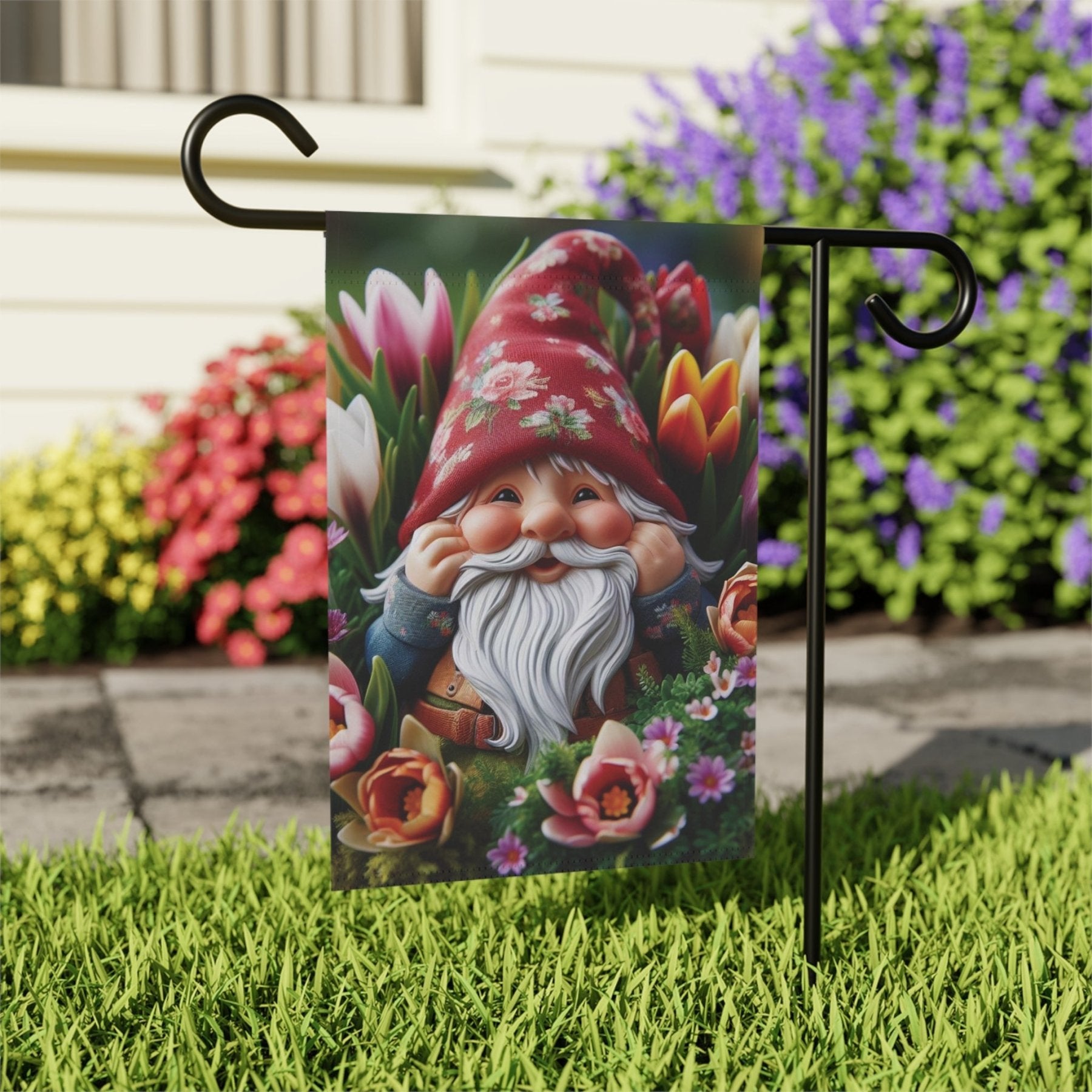 Garden Flag, Lawn Flag, House Flag, Home Flag, Gnome [7] - Janlyn's Crafts