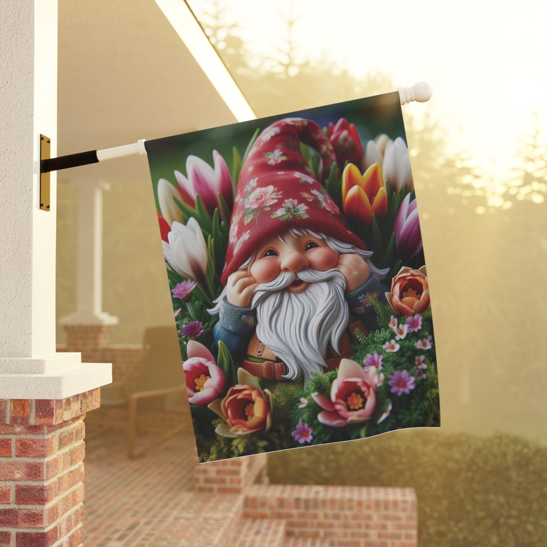 Garden Flag, Lawn Flag, House Flag, Home Flag, Gnome [7] - Janlyn's Crafts