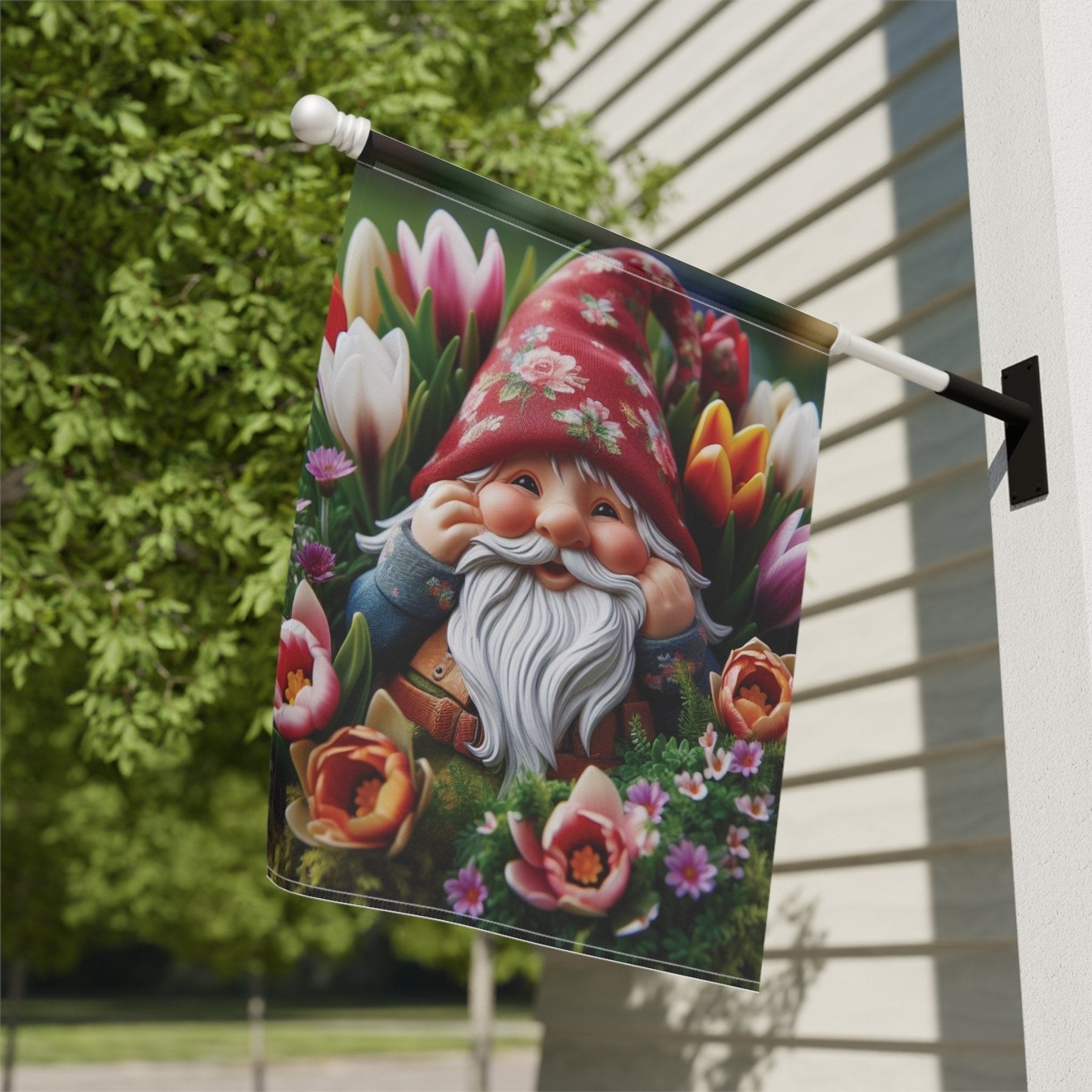 Garden Flag, Lawn Flag, House Flag, Home Flag, Gnome [7] - Janlyn's Crafts