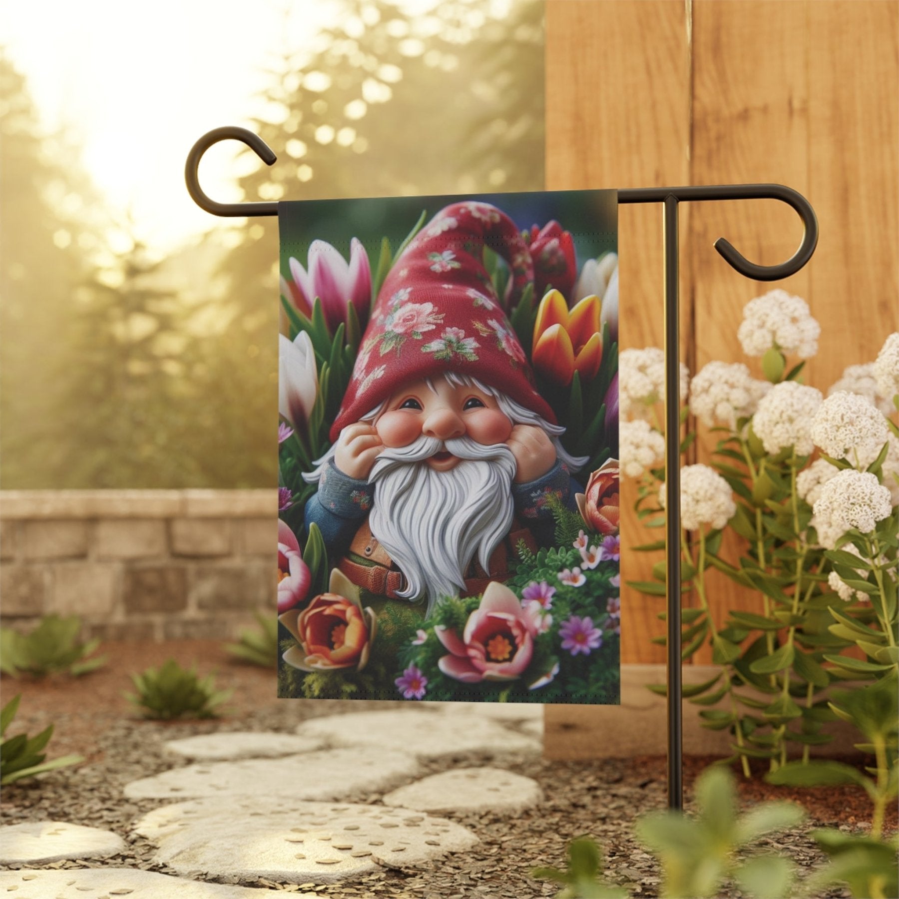 Garden Flag, Lawn Flag, House Flag, Home Flag, Gnome [7] - Janlyn's Crafts