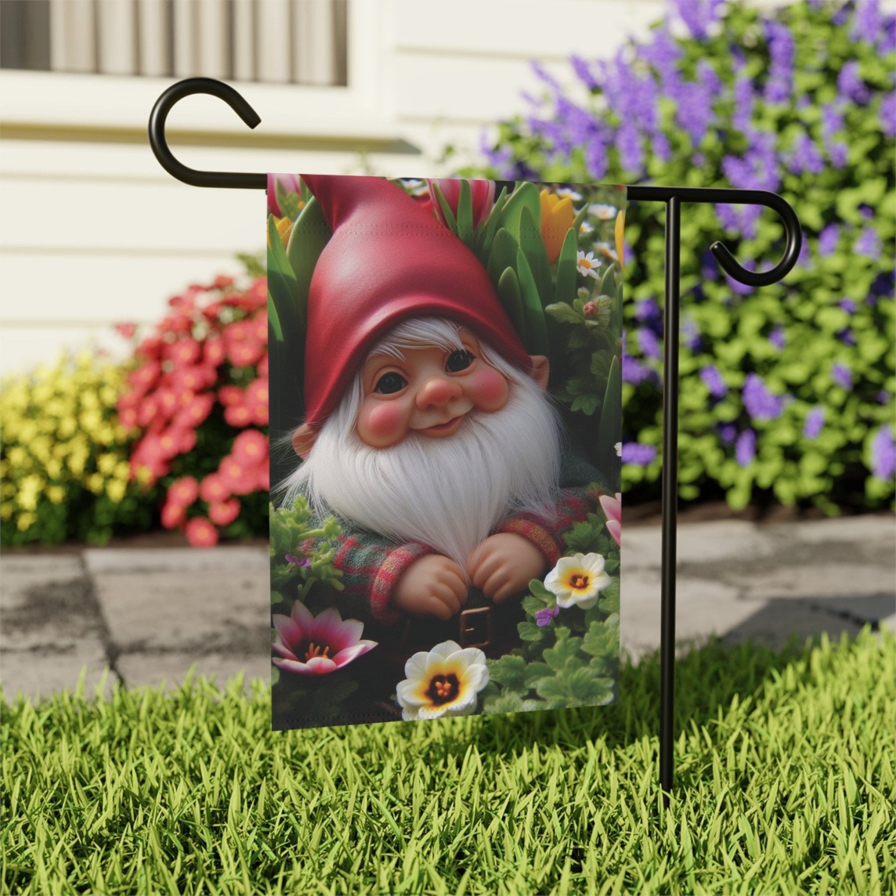 Garden Flag, Lawn Flag, House Flag, Home Flag, Gnome [9] - Janlyn's Crafts