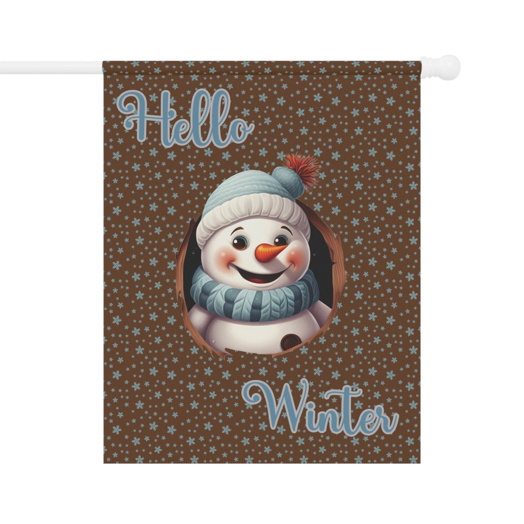 Garden Flag, Lawn Flag, House Flag, Home Flag, Winter Flag, Hello Winter, Brown, Snowman 2 - Janlyn's Crafts