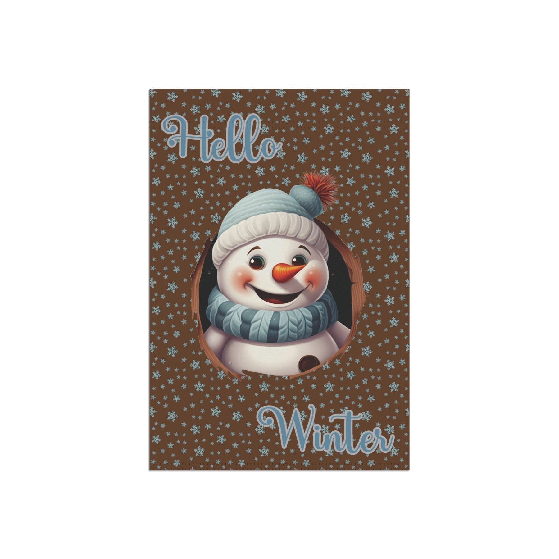 Garden Flag, Lawn Flag, House Flag, Home Flag, Winter Flag, Hello Winter, Brown, Snowman 2 - Janlyn's Crafts