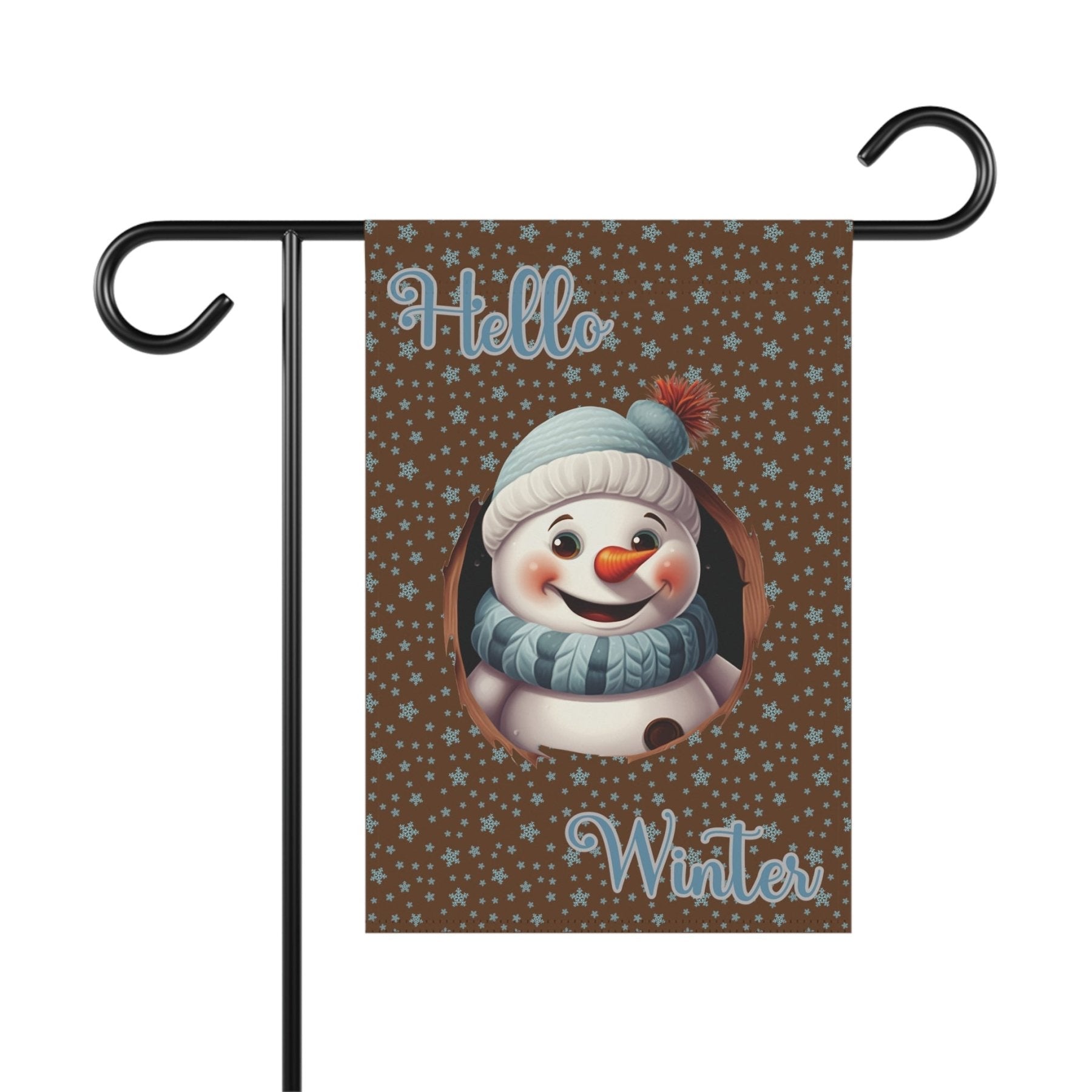 Garden Flag, Lawn Flag, House Flag, Home Flag, Winter Flag, Hello Winter, Brown, Snowman 2 - Janlyn's Crafts