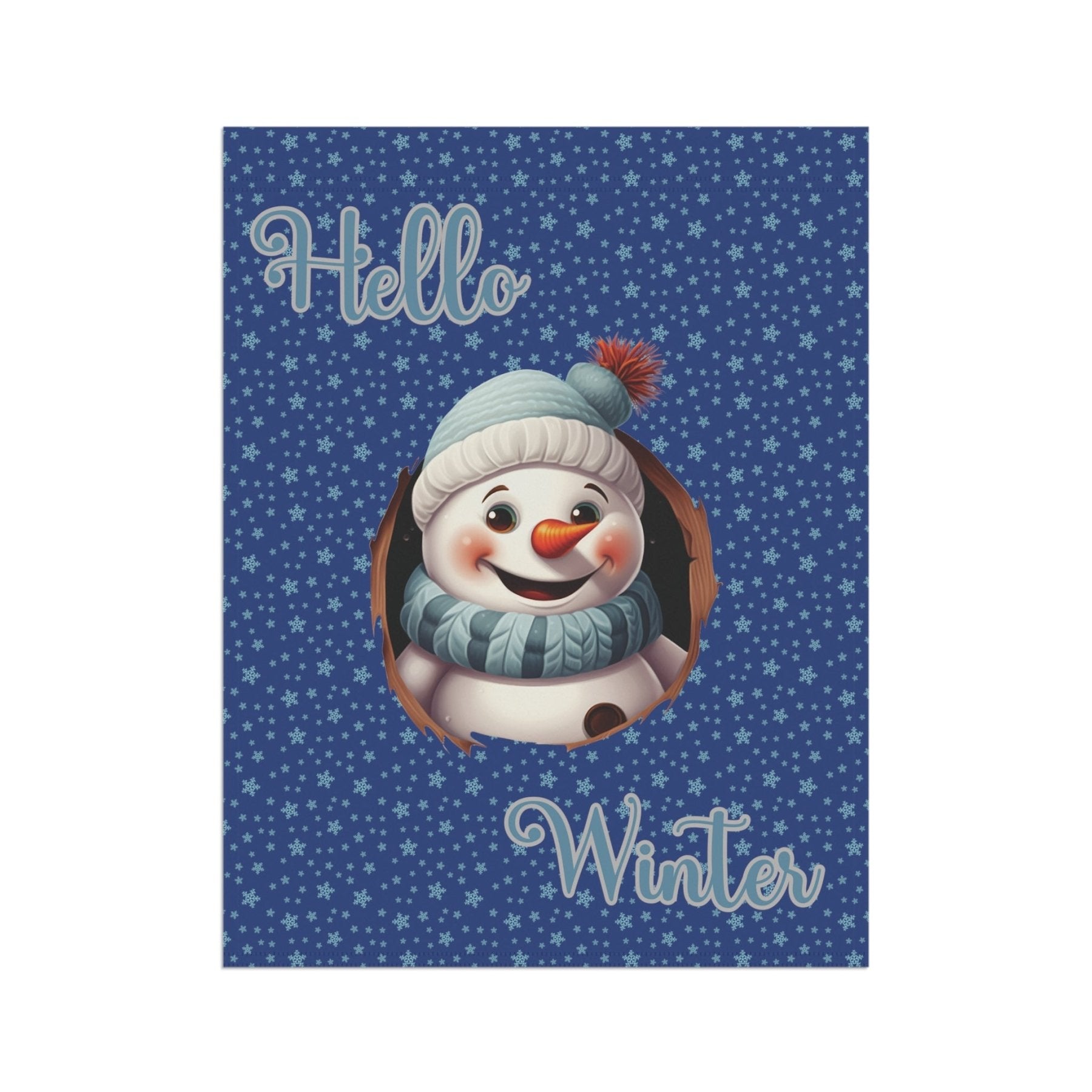 Garden Flag, Lawn Flag, House Flag, Home Flag, Winter Flag, Hello Winter, Dark Blue, Snowman 2 - Janlyn's Crafts