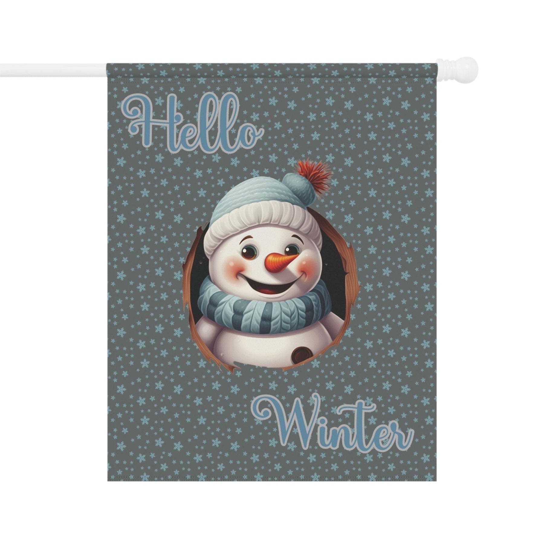 Garden Flag, Lawn Flag, House Flag, Home Flag, Winter Flag, Hello Winter, Dark Gray, Snowman 2 - Janlyn's Crafts