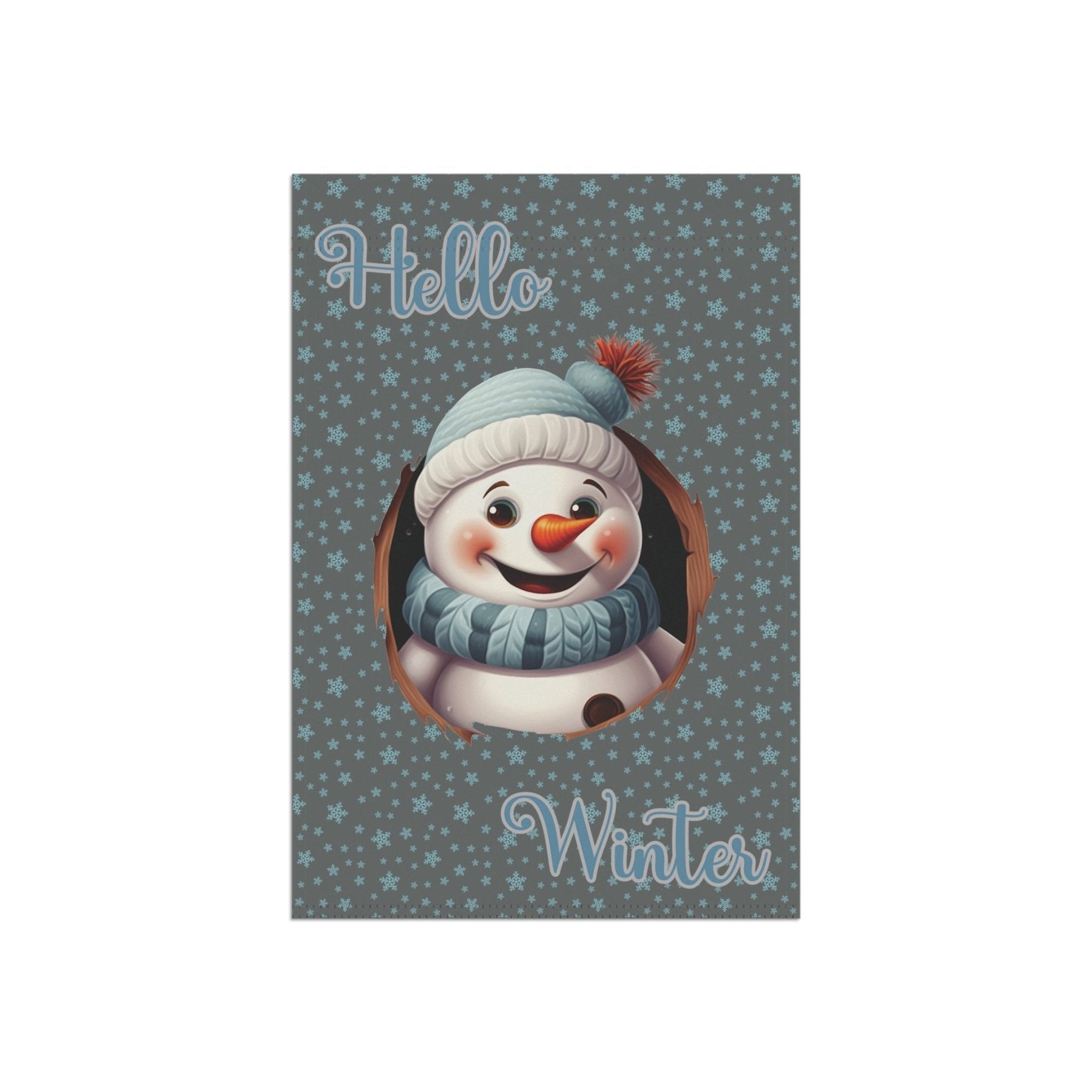 Garden Flag, Lawn Flag, House Flag, Home Flag, Winter Flag, Hello Winter, Dark Gray, Snowman 2 - Janlyn's Crafts