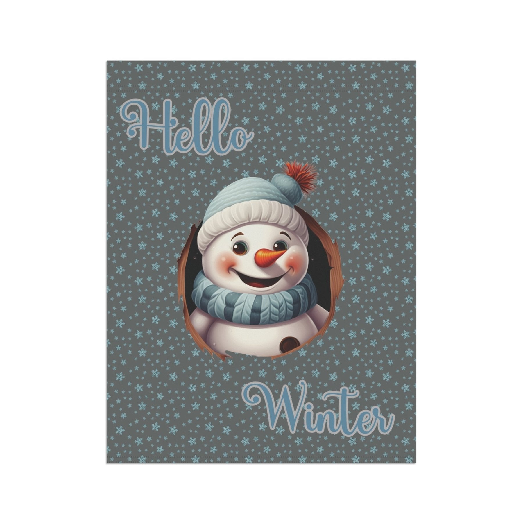 Garden Flag, Lawn Flag, House Flag, Home Flag, Winter Flag, Hello Winter, Dark Gray, Snowman 2 - Janlyn's Crafts