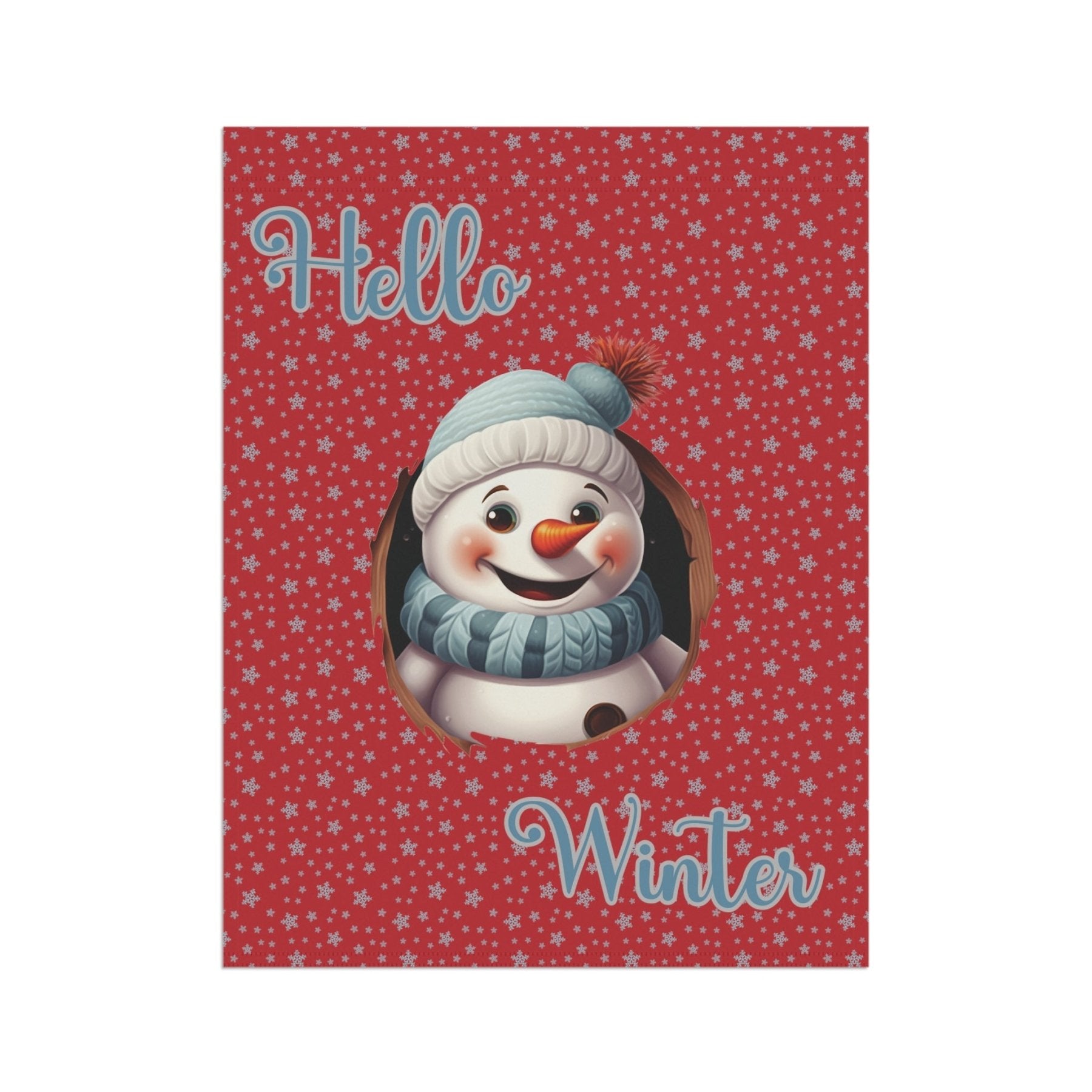 Garden Flag, Lawn Flag, House Flag, Home Flag, Winter Flag, Hello Winter, Dark Red, Snowman 2 - Janlyn's Crafts