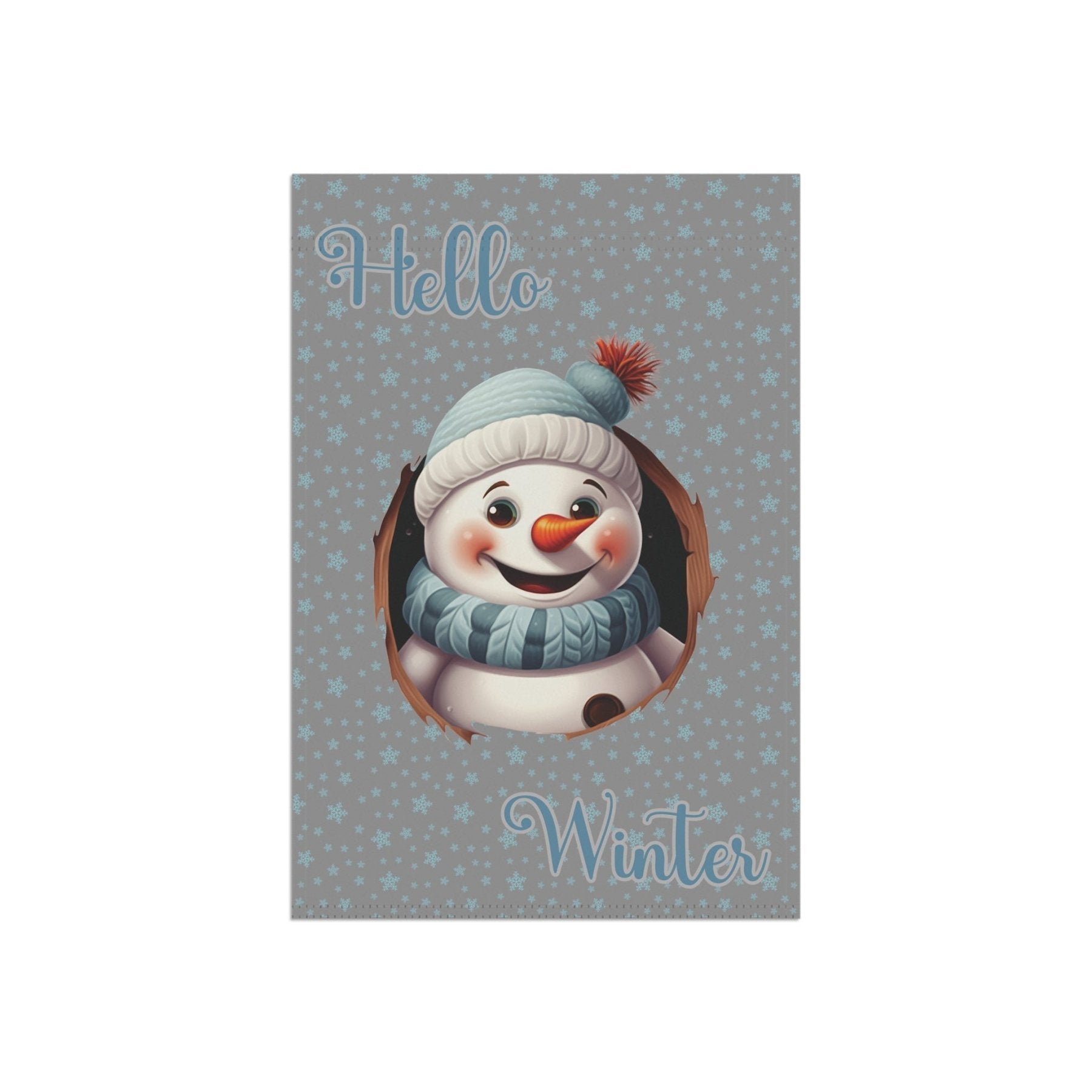 Garden Flag, Lawn Flag, House Flag, Home Flag, Winter Flag, Hello Winter, Gray, Snowman 2 - Janlyn's Crafts