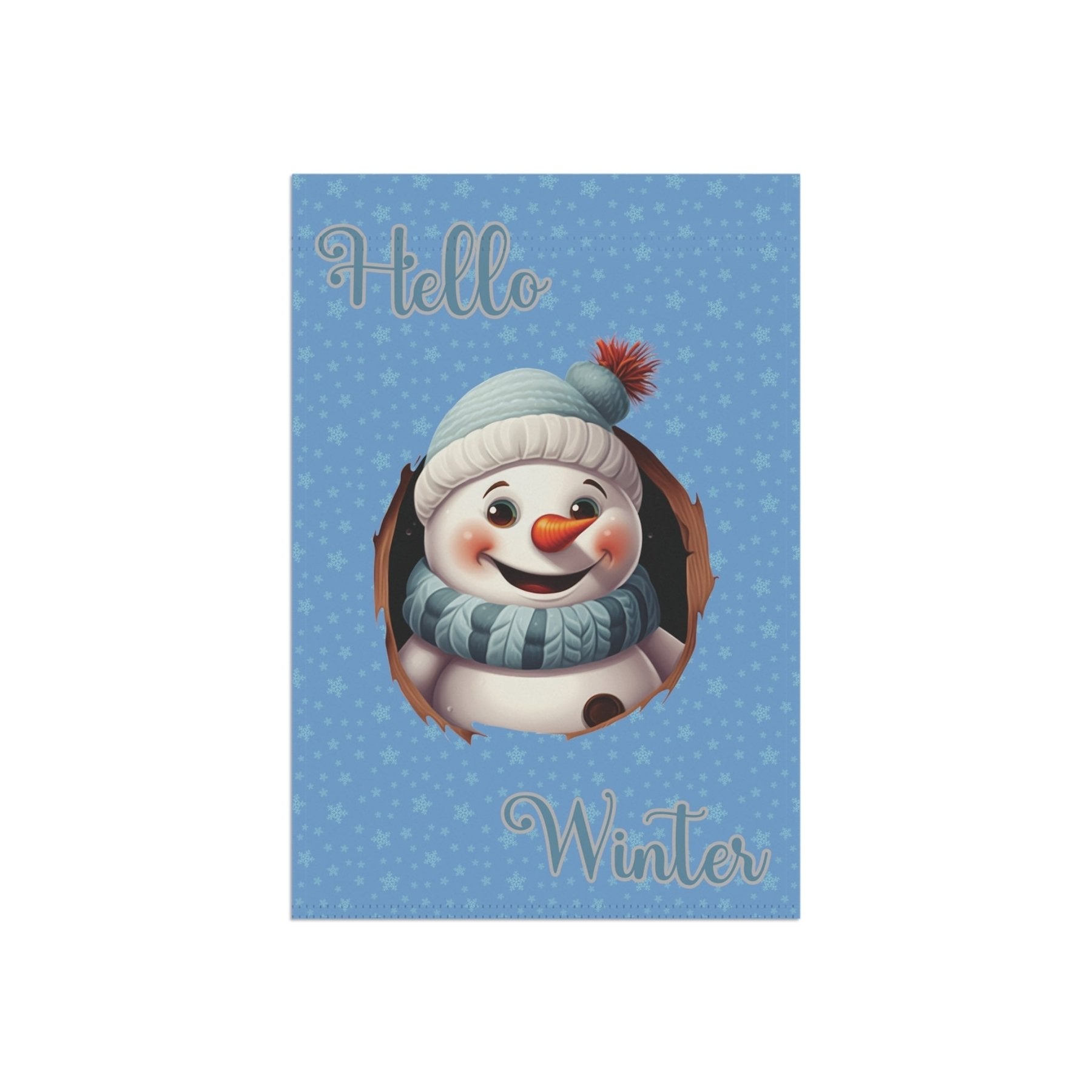 Garden Flag, Lawn Flag, House Flag, Home Flag, Winter Flag, Hello Winter, Light Blue, Snowman 2 - Janlyn's Crafts