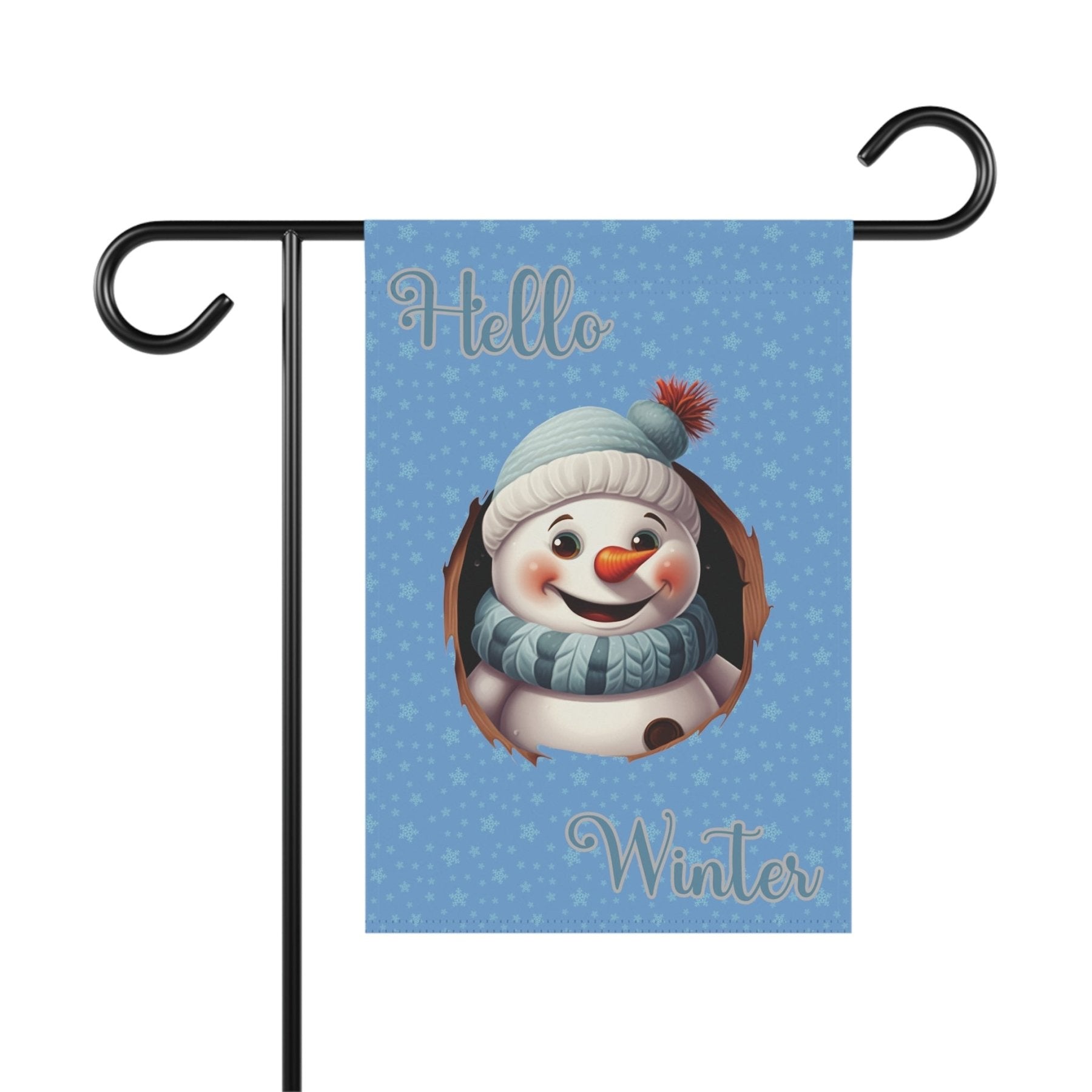 Garden Flag, Lawn Flag, House Flag, Home Flag, Winter Flag, Hello Winter, Light Blue, Snowman 2 - Janlyn's Crafts