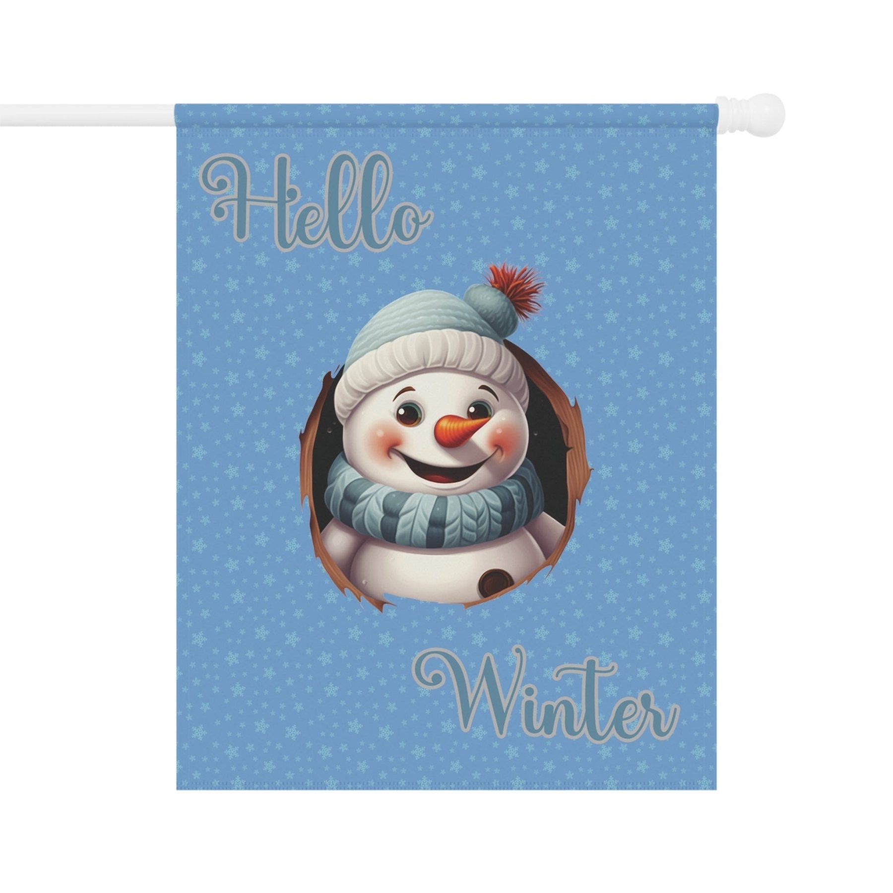 Garden Flag, Lawn Flag, House Flag, Home Flag, Winter Flag, Hello Winter, Light Blue, Snowman 2 - Janlyn's Crafts