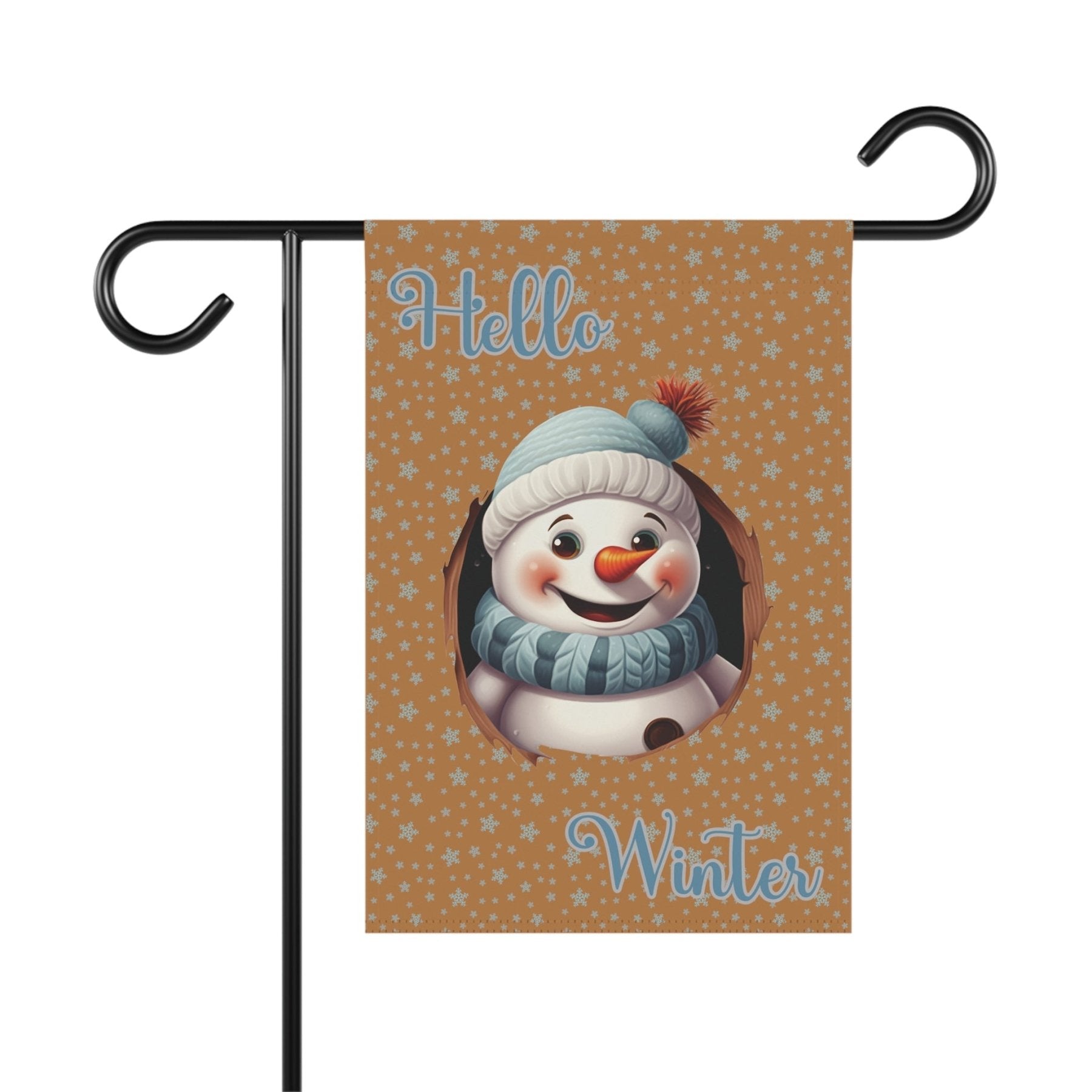 Garden Flag, Lawn Flag, House Flag, Home Flag, Winter Flag, Hello Winter, Light Brown, Snowman 2 - Janlyn's Crafts