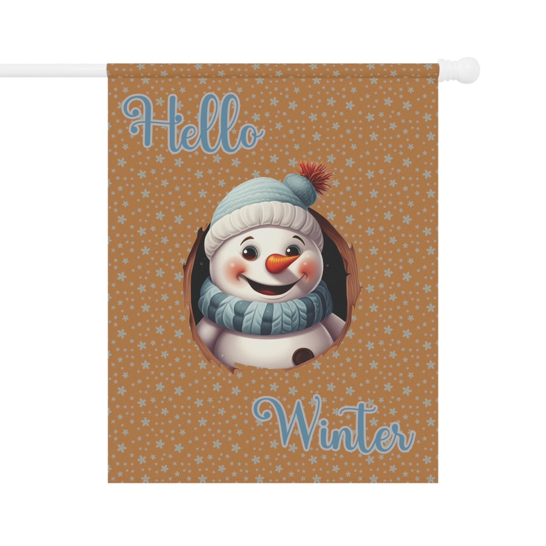 Garden Flag, Lawn Flag, House Flag, Home Flag, Winter Flag, Hello Winter, Light Brown, Snowman 2 - Janlyn's Crafts