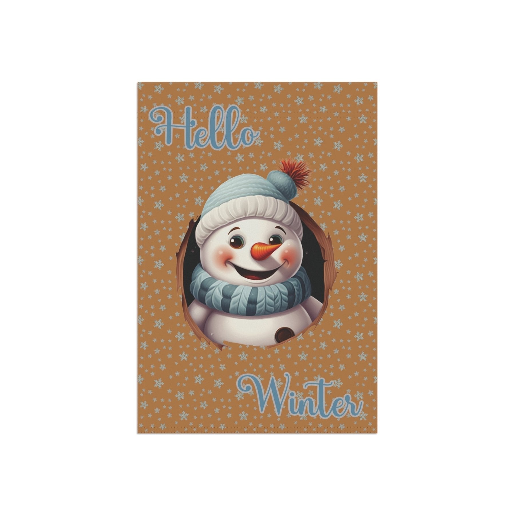 Garden Flag, Lawn Flag, House Flag, Home Flag, Winter Flag, Hello Winter, Light Brown, Snowman 2 - Janlyn's Crafts