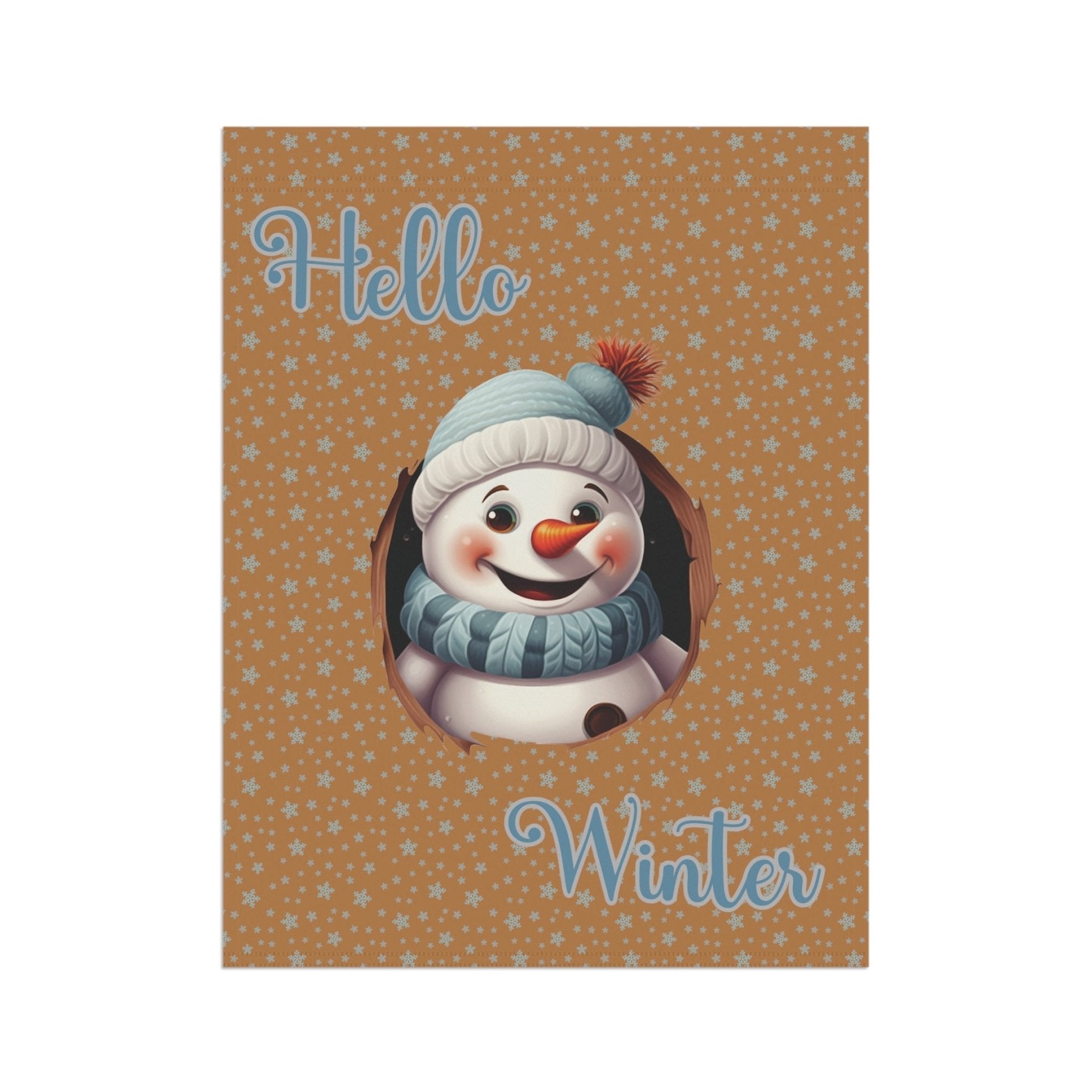 Garden Flag, Lawn Flag, House Flag, Home Flag, Winter Flag, Hello Winter, Light Brown, Snowman 2 - Janlyn's Crafts