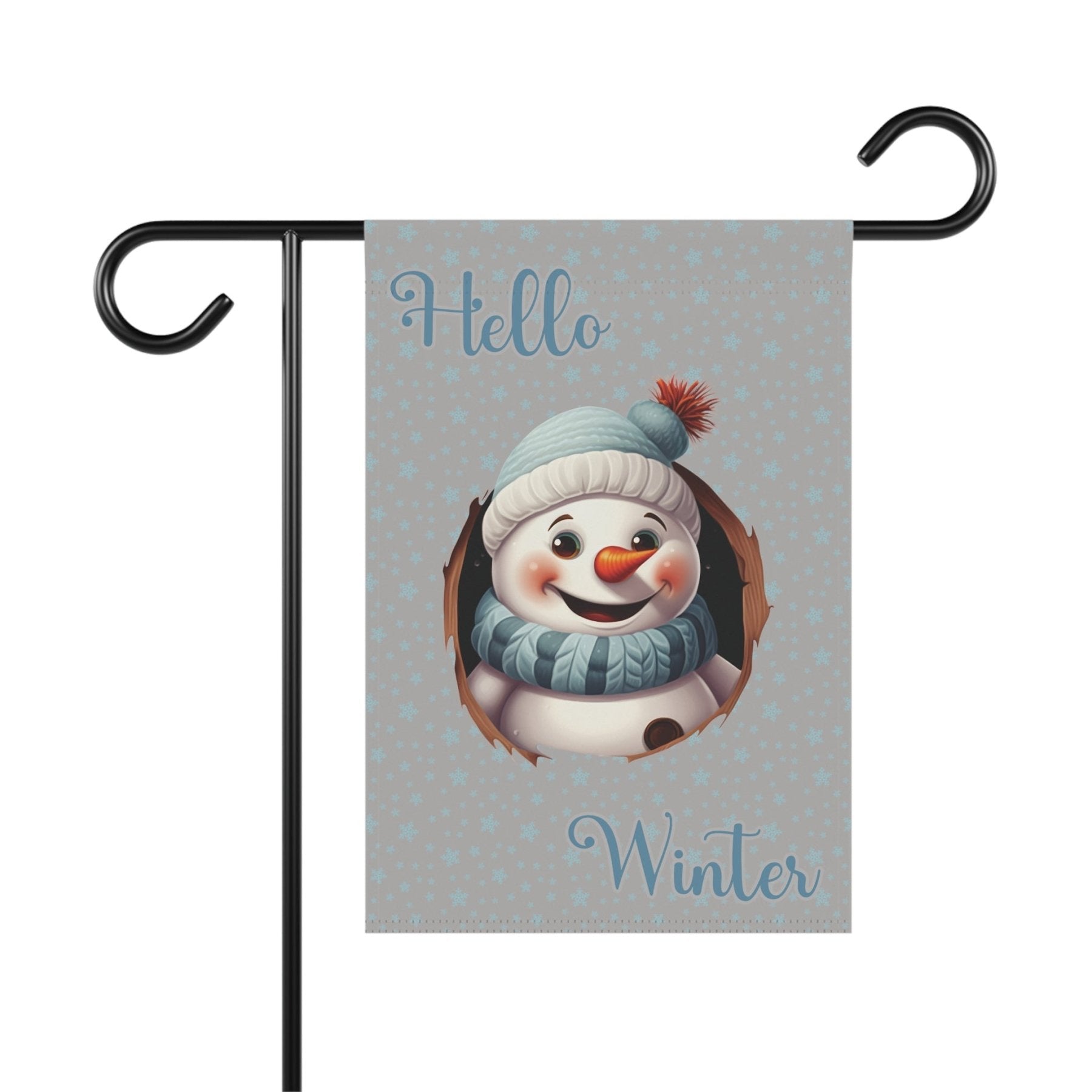 Garden Flag, Lawn Flag, House Flag, Home Flag, Winter Flag, Hello Winter, Light Gray, Snowman 2 - Janlyn's Crafts