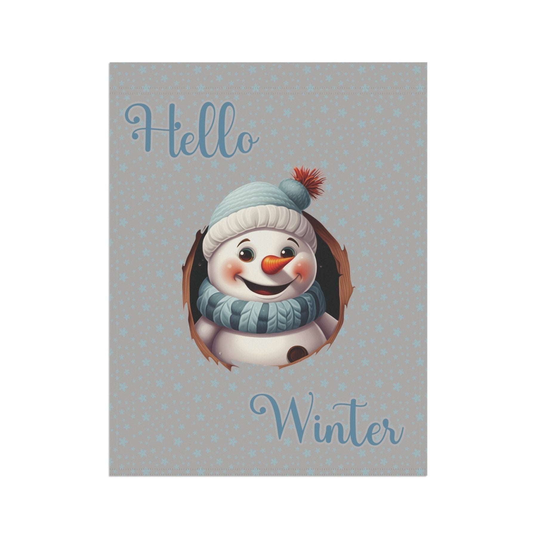 Garden Flag, Lawn Flag, House Flag, Home Flag, Winter Flag, Hello Winter, Light Gray, Snowman 2 - Janlyn's Crafts