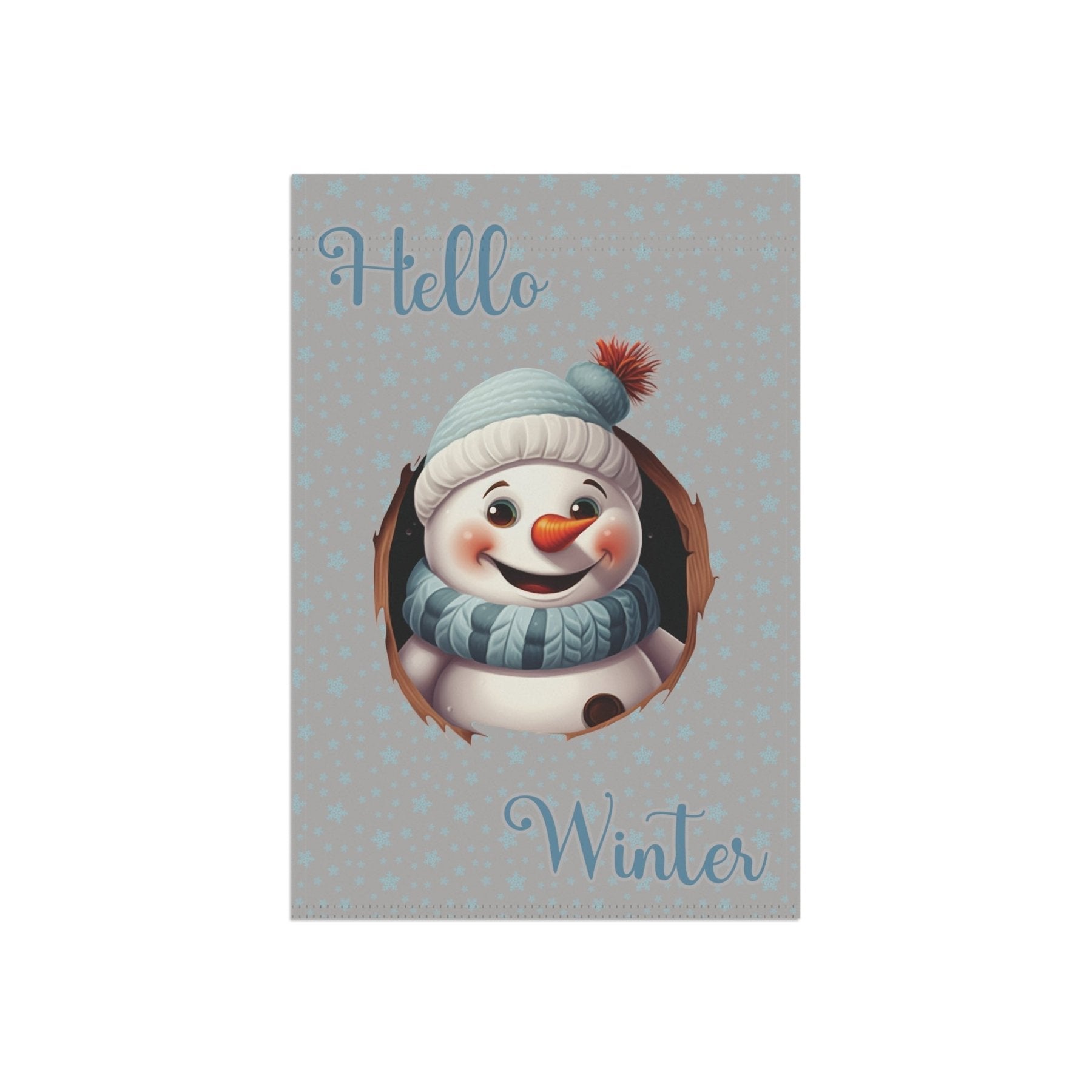 Garden Flag, Lawn Flag, House Flag, Home Flag, Winter Flag, Hello Winter, Light Gray, Snowman 2 - Janlyn's Crafts