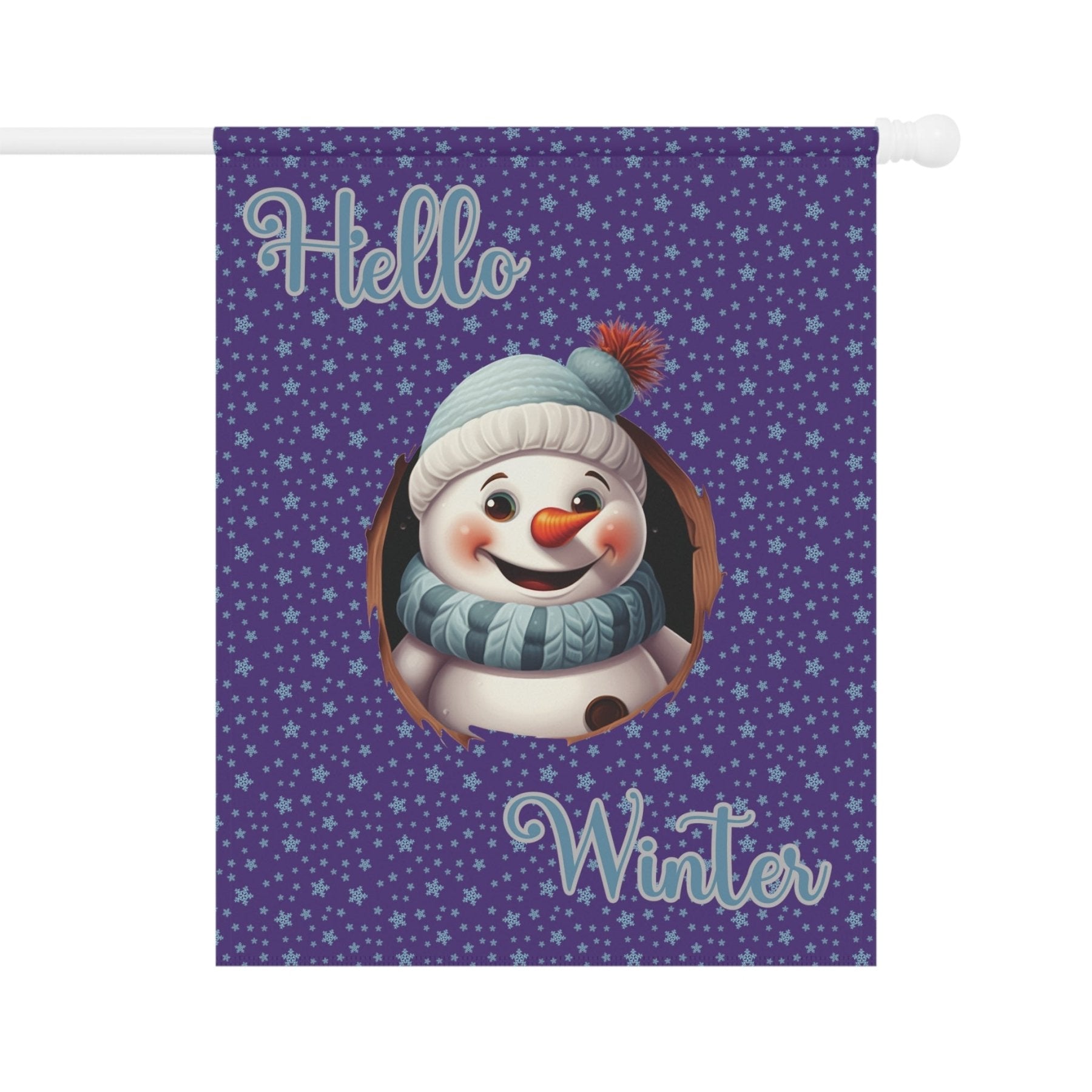 Garden Flag, Lawn Flag, House Flag, Home Flag, Winter Flag, Hello Winter, Purple, Snowman 2 - Janlyn's Crafts