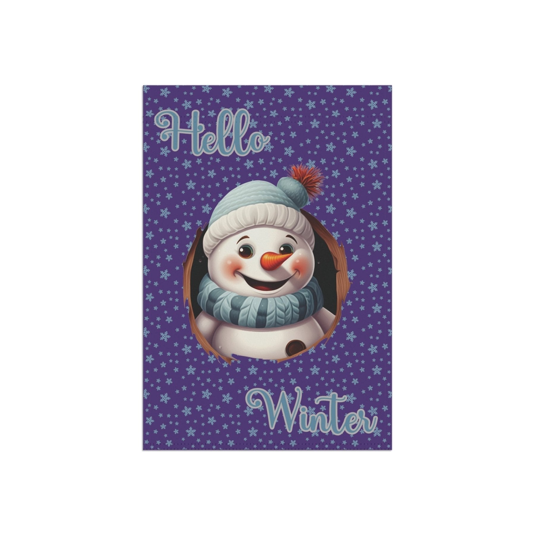 Garden Flag, Lawn Flag, House Flag, Home Flag, Winter Flag, Hello Winter, Purple, Snowman 2 - Janlyn's Crafts