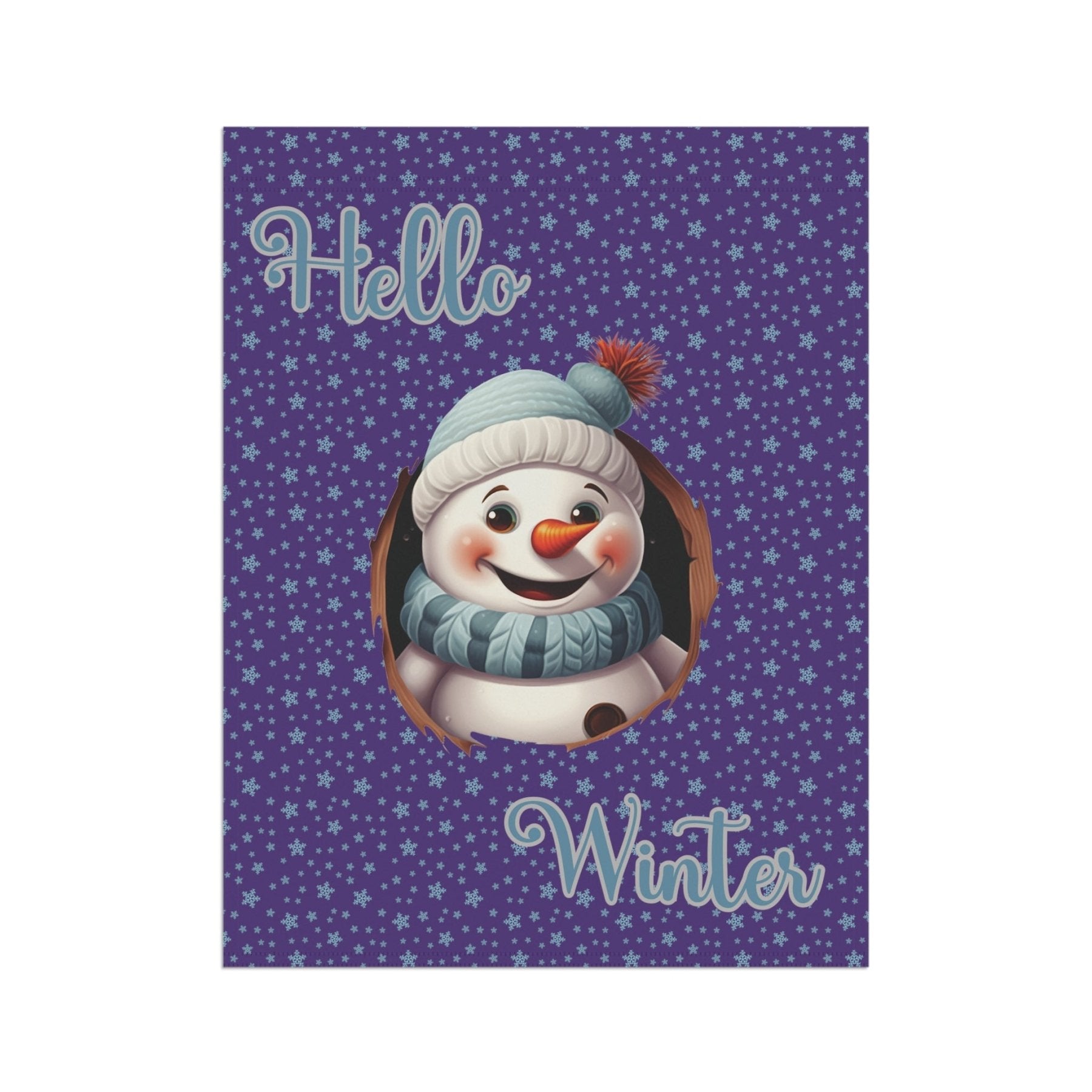 Garden Flag, Lawn Flag, House Flag, Home Flag, Winter Flag, Hello Winter, Purple, Snowman 2 - Janlyn's Crafts