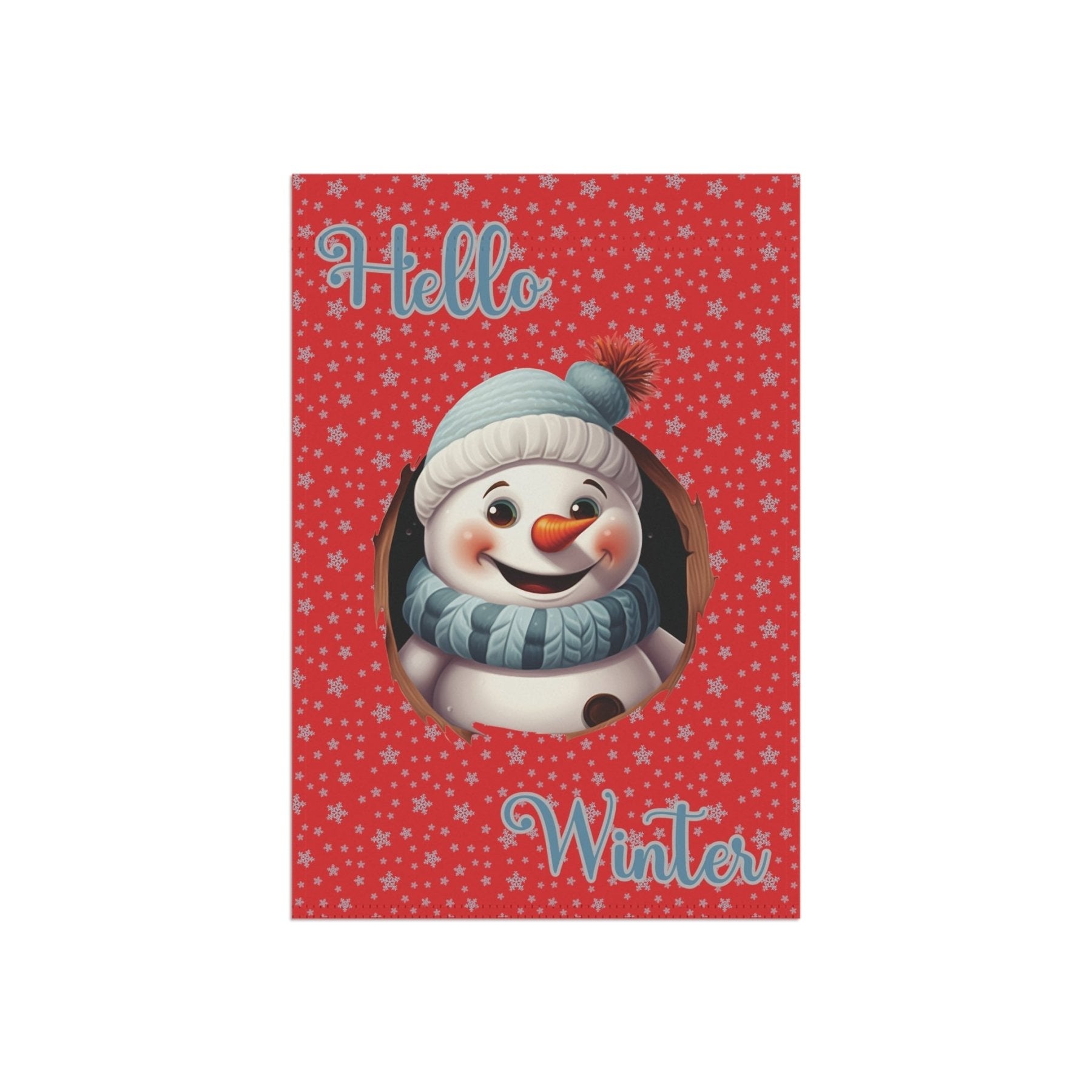 Garden Flag, Lawn Flag, House Flag, Home Flag, Winter Flag, Hello Winter, Red, Snowman 2 - Janlyn's Crafts