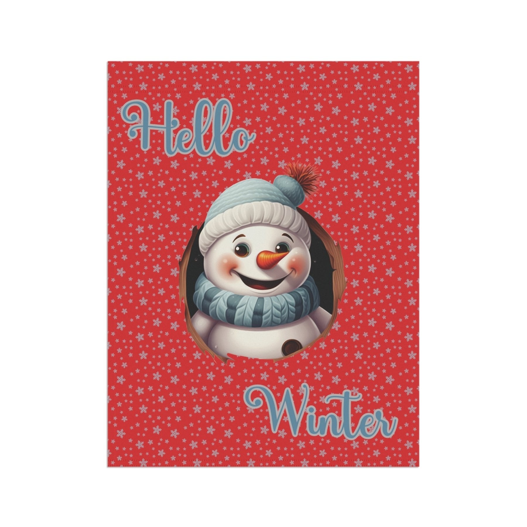 Garden Flag, Lawn Flag, House Flag, Home Flag, Winter Flag, Hello Winter, Red, Snowman 2 - Janlyn's Crafts