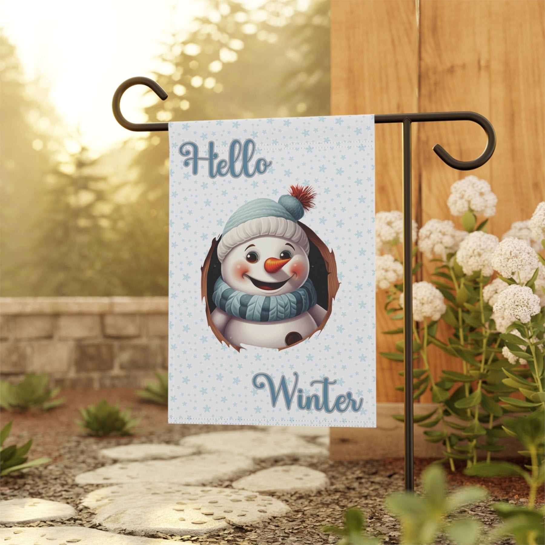 Garden Flag, Lawn Flag, House Flag, Home Flag, Winter Flag, Hello Winter, Snowman 2 - Janlyn's Crafts