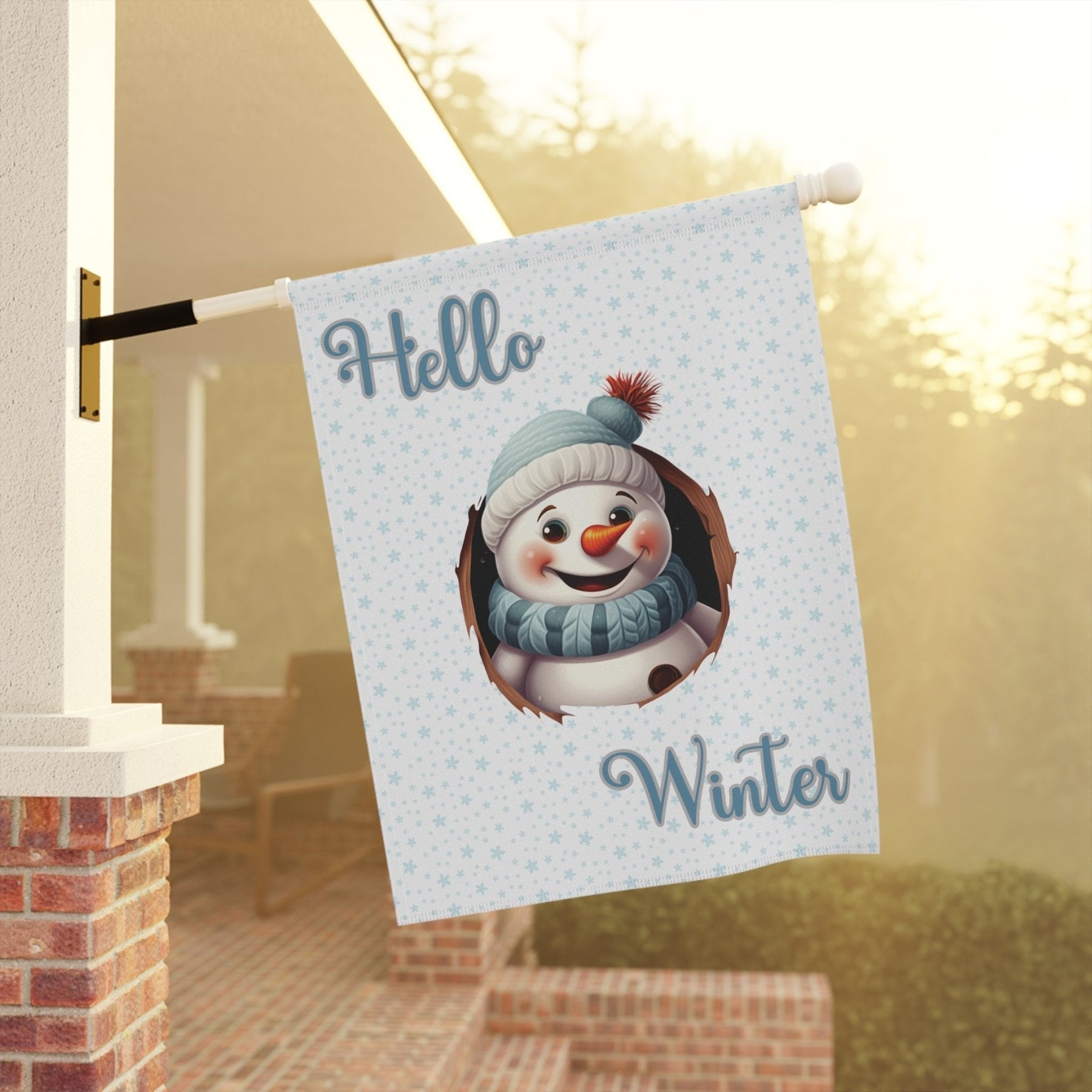 Garden Flag, Lawn Flag, House Flag, Home Flag, Winter Flag, Hello Winter, Snowman 2 - Janlyn's Crafts