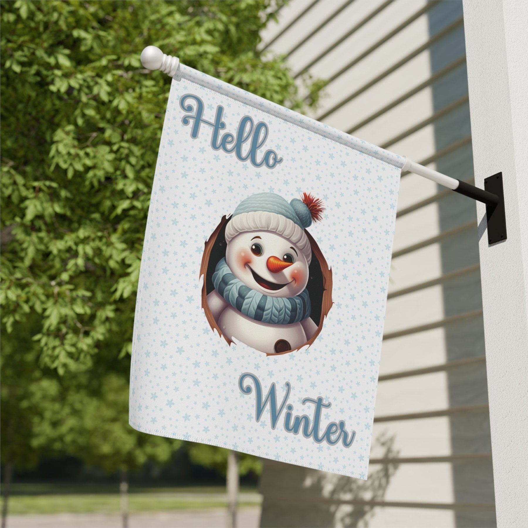 Garden Flag, Lawn Flag, House Flag, Home Flag, Winter Flag, Hello Winter, Snowman 2 - Janlyn's Crafts