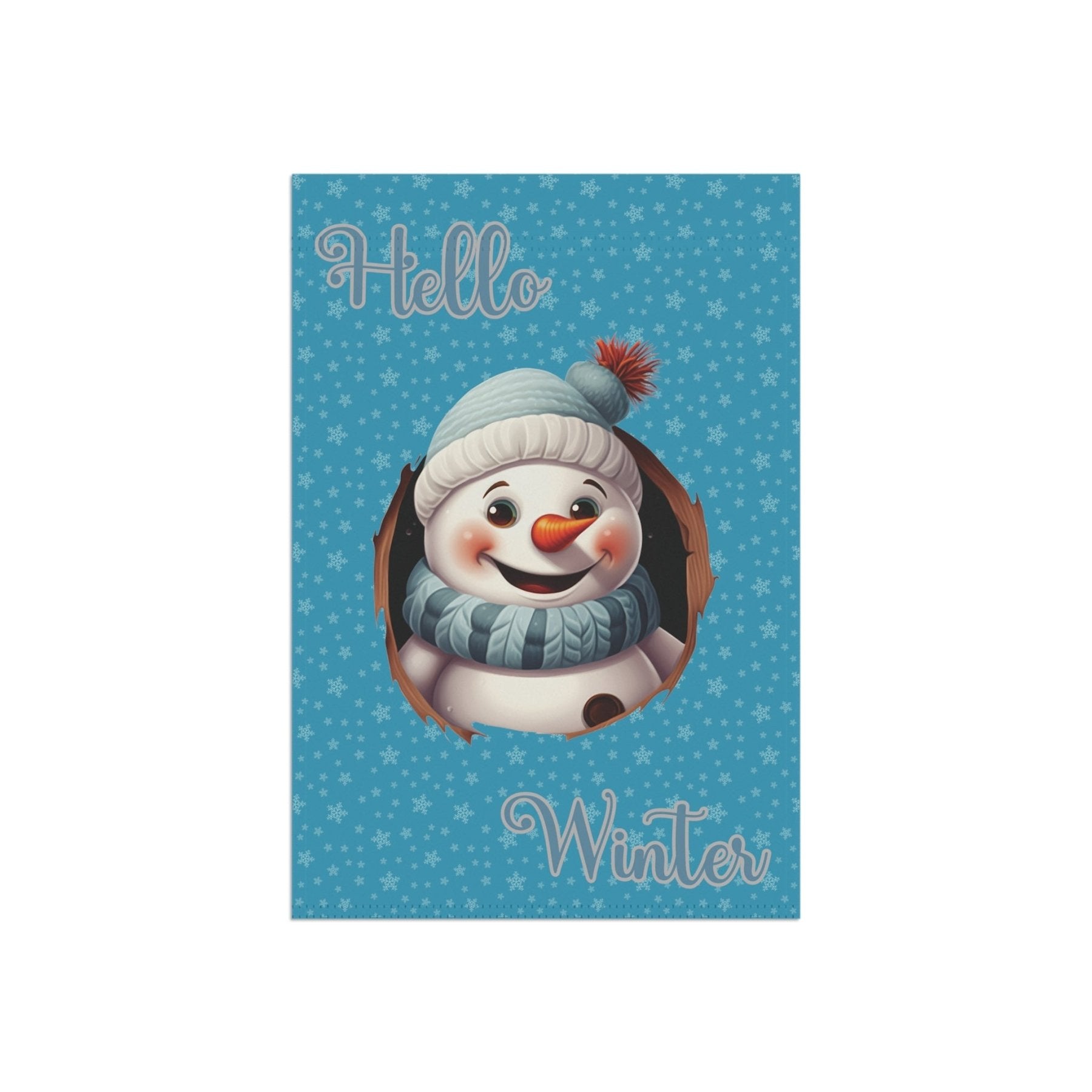 Garden Flag, Lawn Flag, House Flag, Home Flag, Winter Flag, Hello Winter, Turquoise, Snowman 2 - Janlyn's Crafts