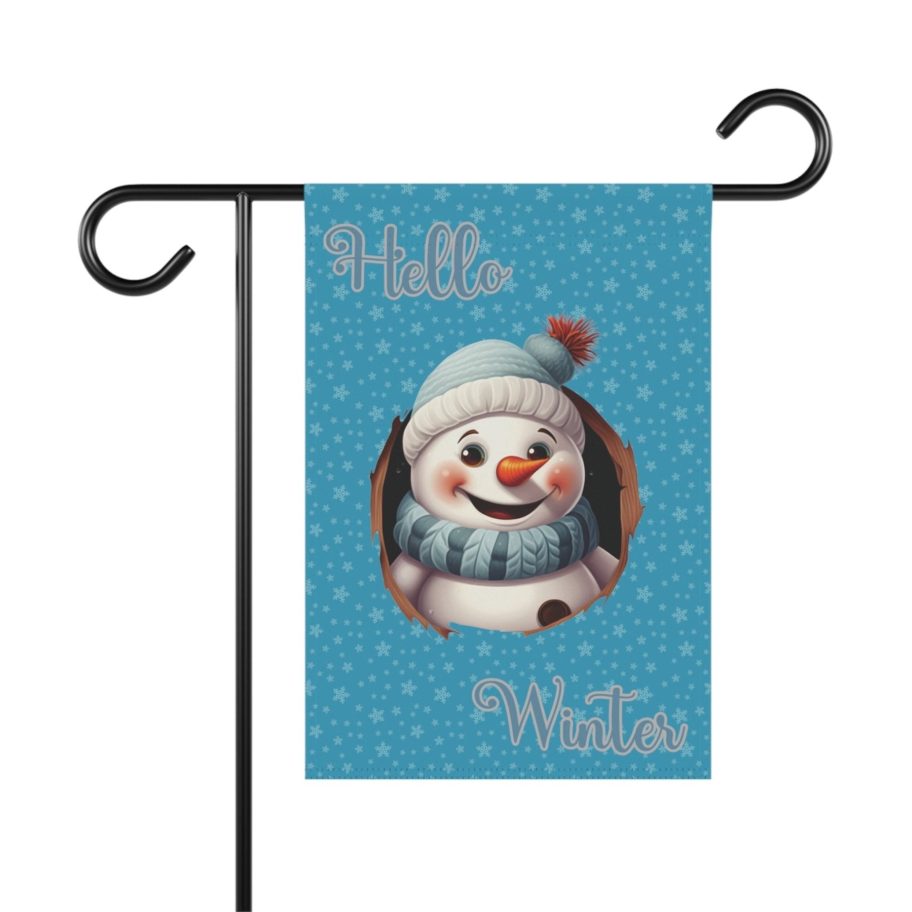 Garden Flag, Lawn Flag, House Flag, Home Flag, Winter Flag, Hello Winter, Turquoise, Snowman 2 - Janlyn's Crafts