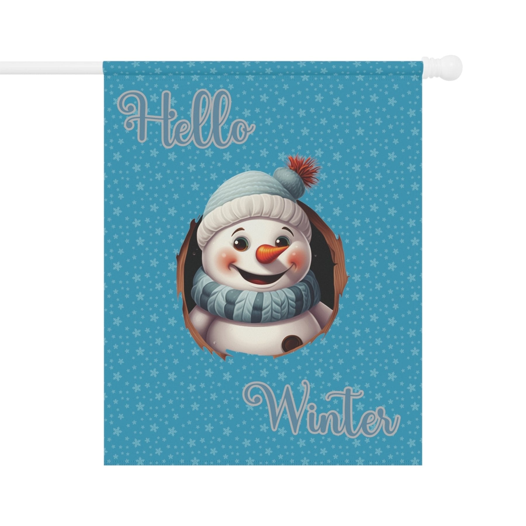 Garden Flag, Lawn Flag, House Flag, Home Flag, Winter Flag, Hello Winter, Turquoise, Snowman 2 - Janlyn's Crafts