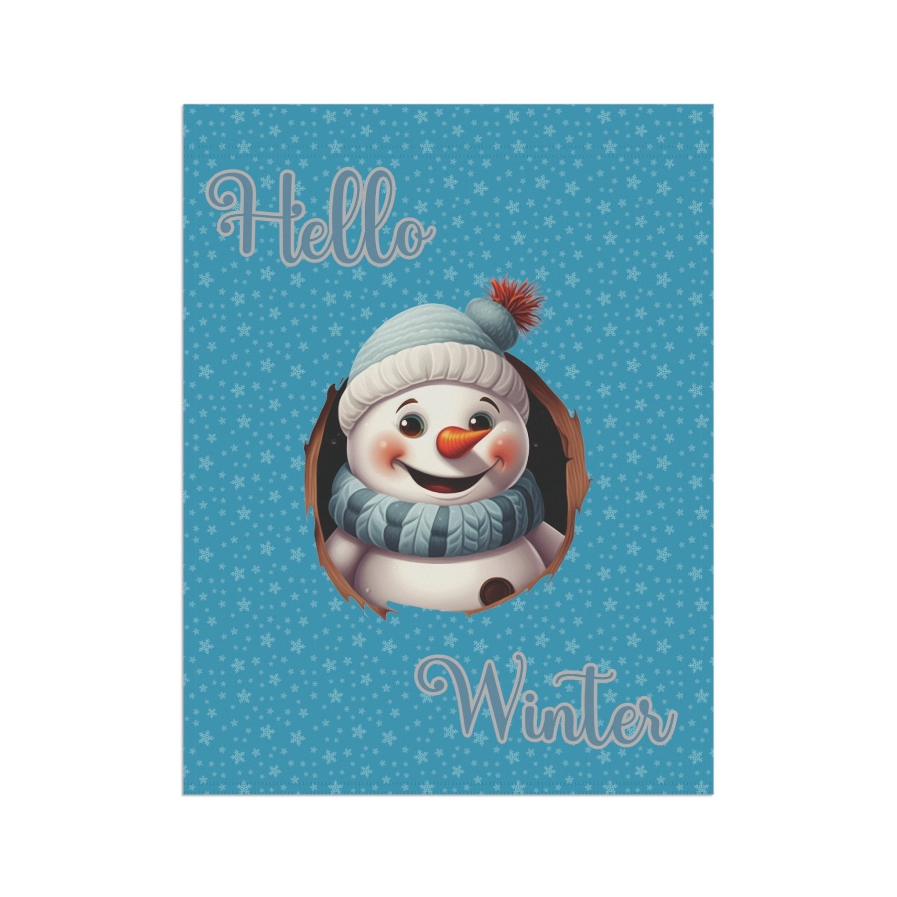 Garden Flag, Lawn Flag, House Flag, Home Flag, Winter Flag, Hello Winter, Turquoise, Snowman 2 - Janlyn's Crafts